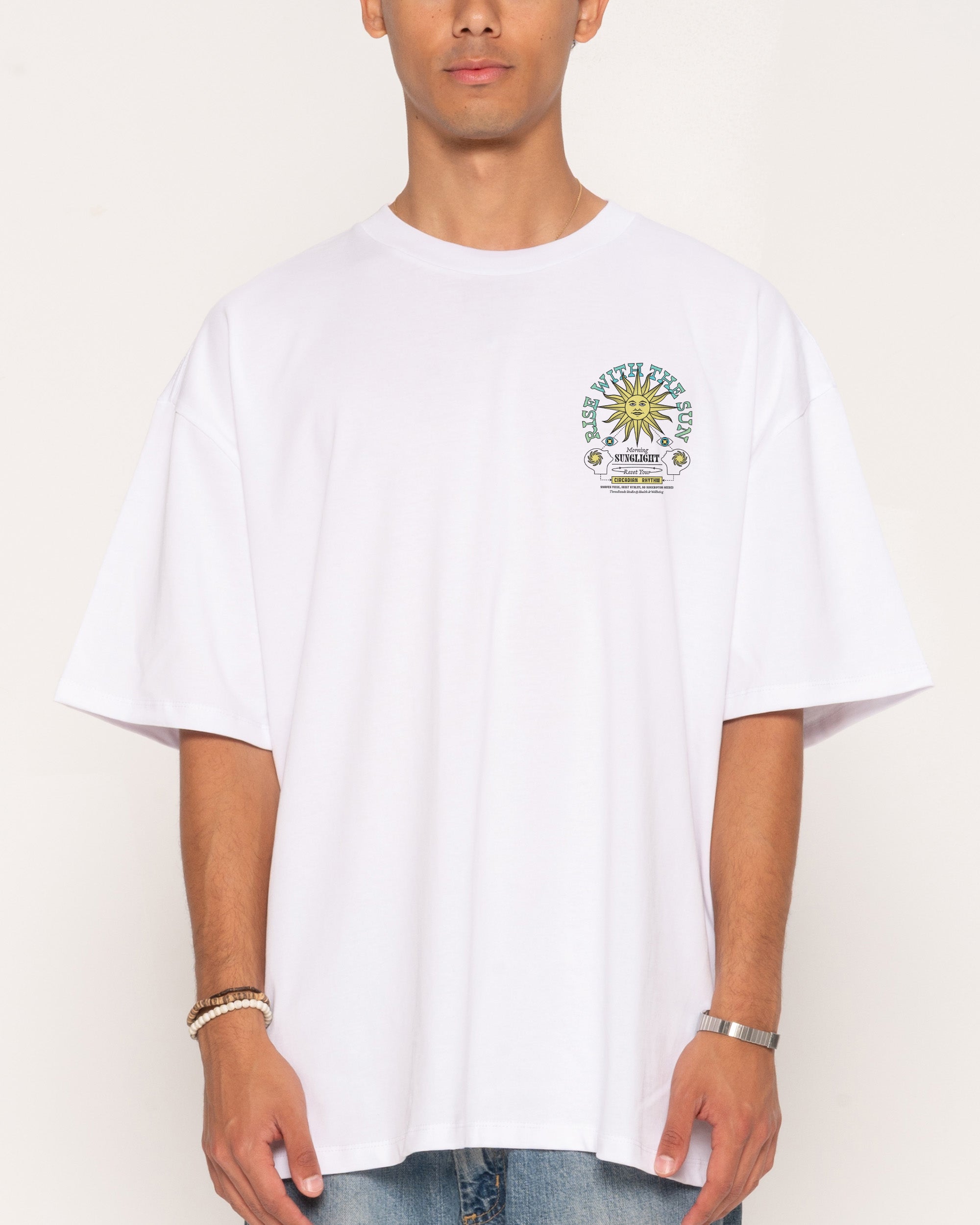 Rise With The Sun White Oversized Tee