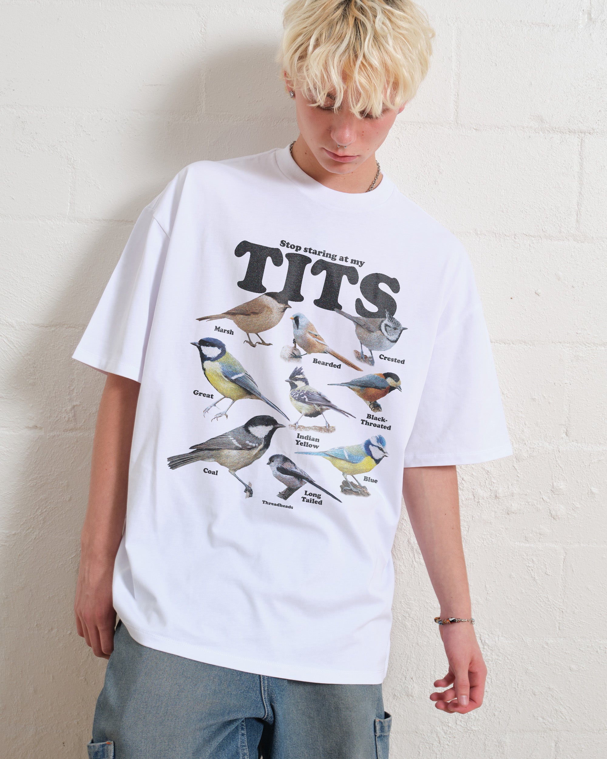 Stop Staring At My Tits Oversized Tee Australia Online White