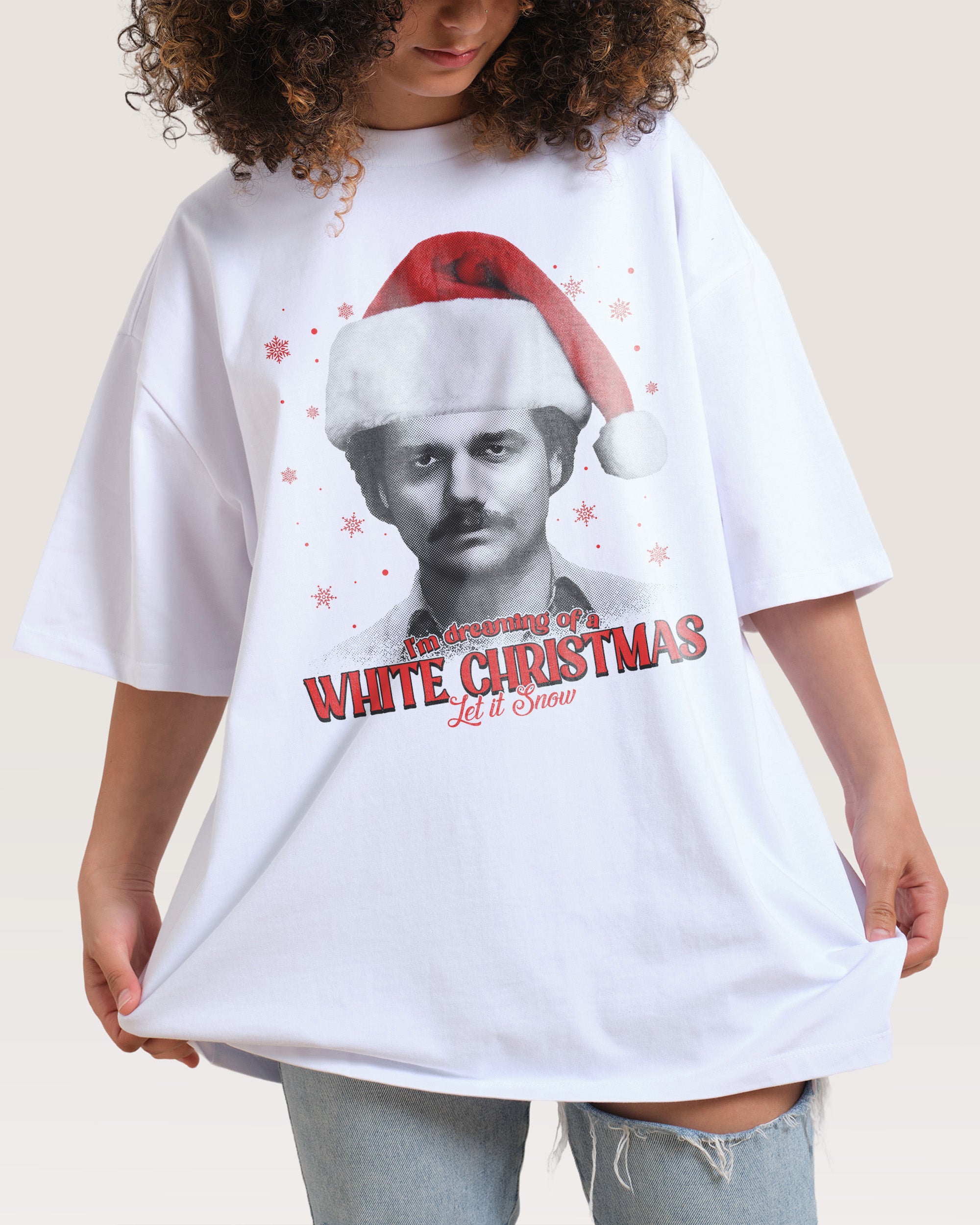 White Christmas Oversized Tee