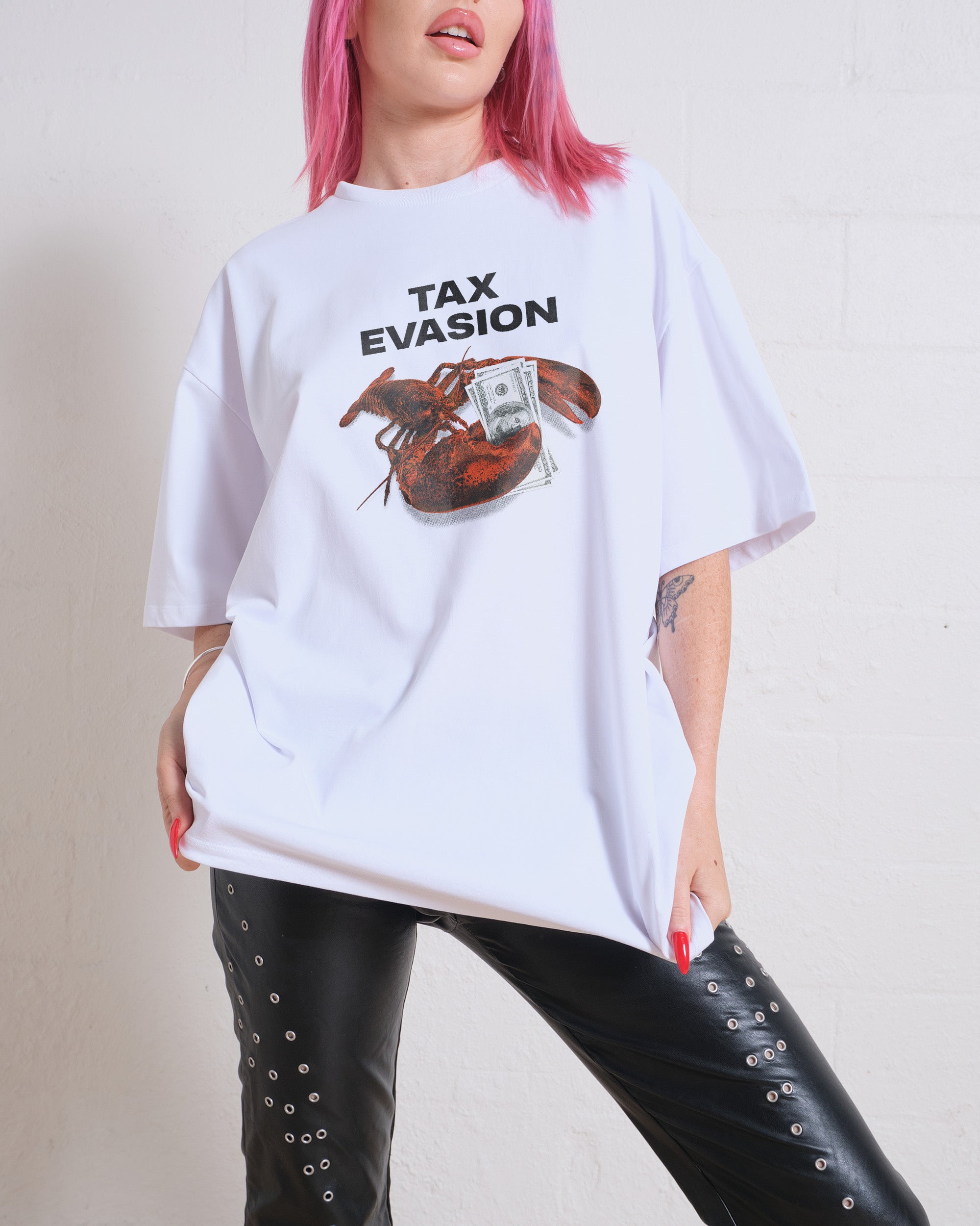 Tax Evasion Oversized Tee Australia Online White