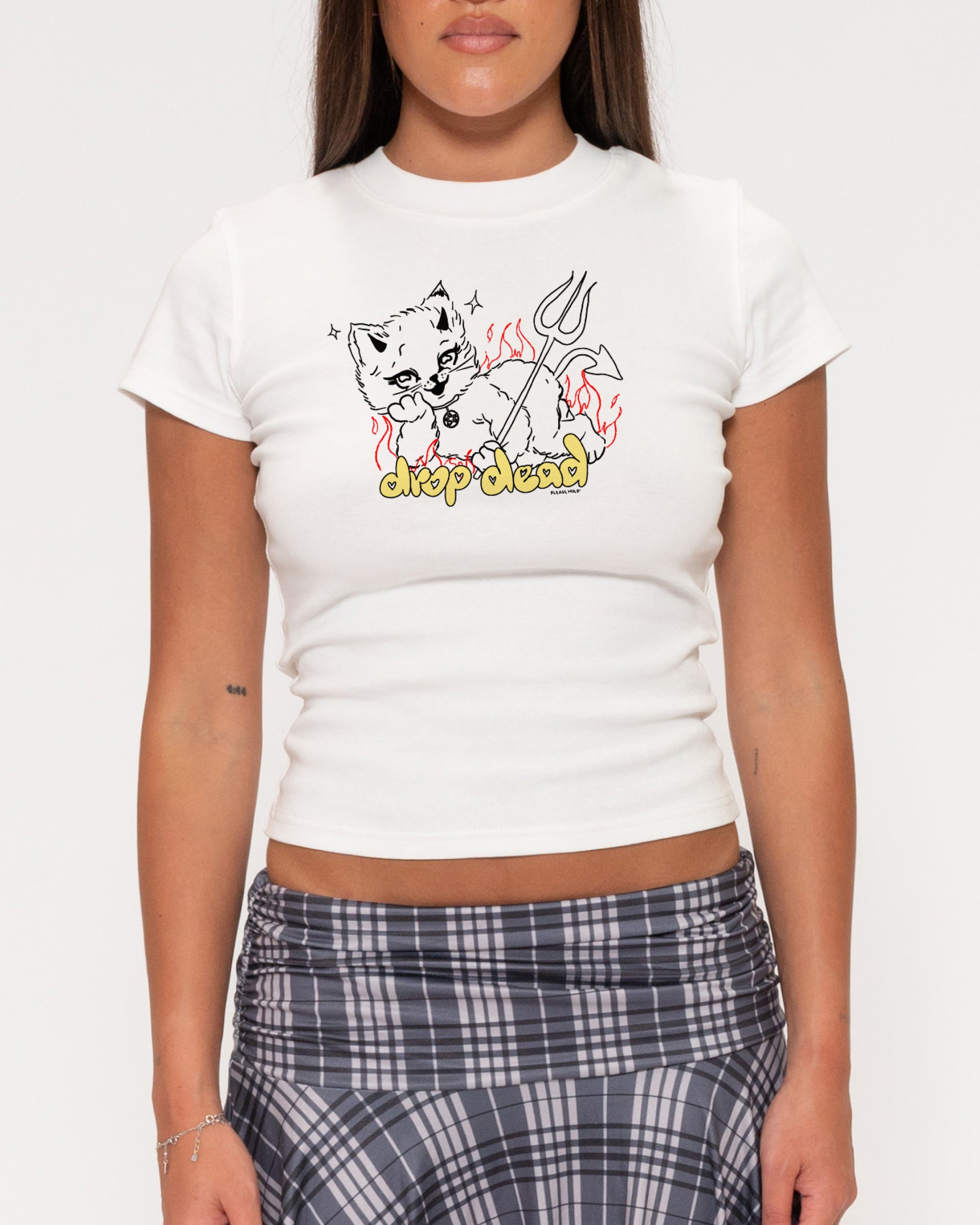 Drop Dead White Longline Baby Tee