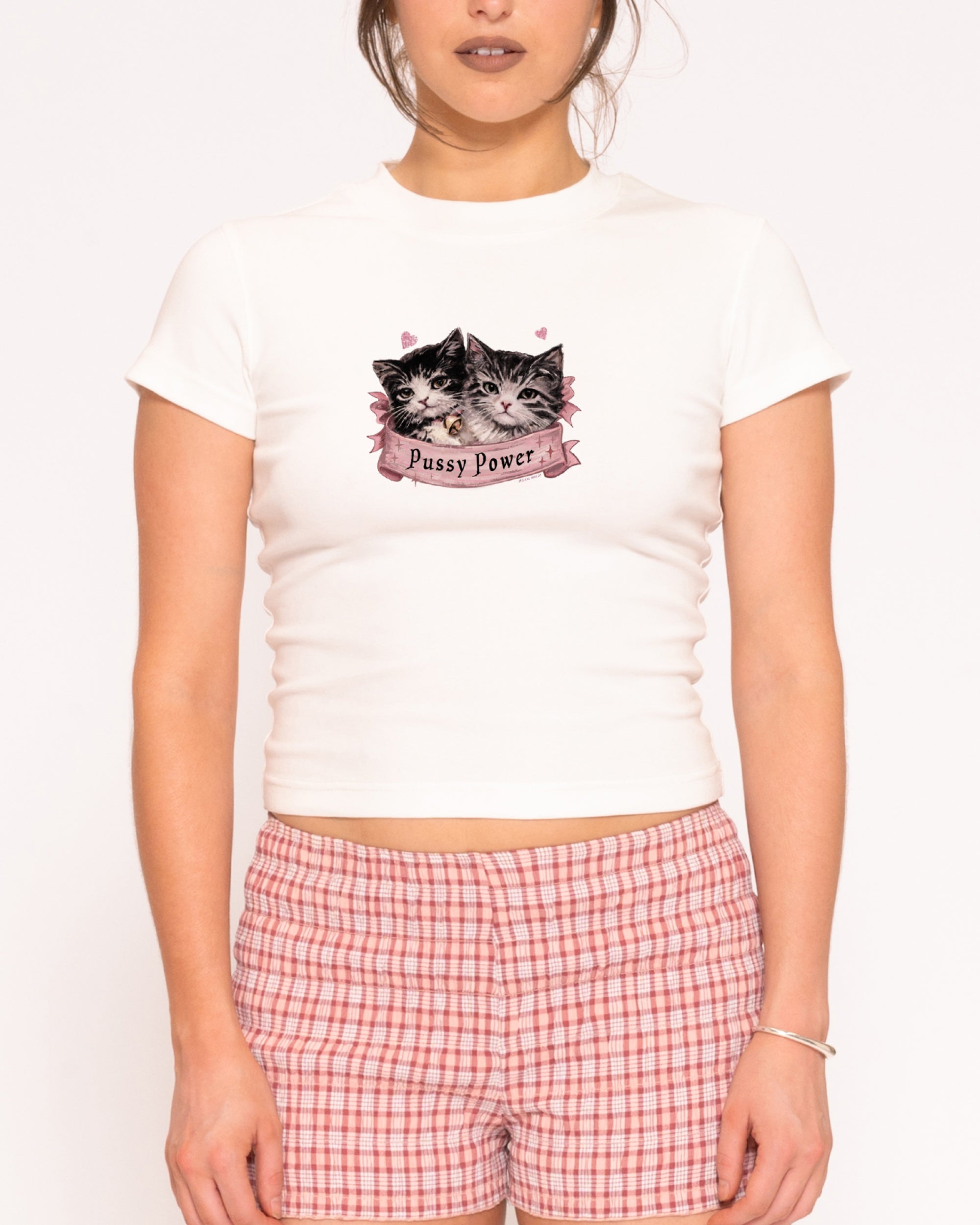 Pussy Power White Longline Baby Tee