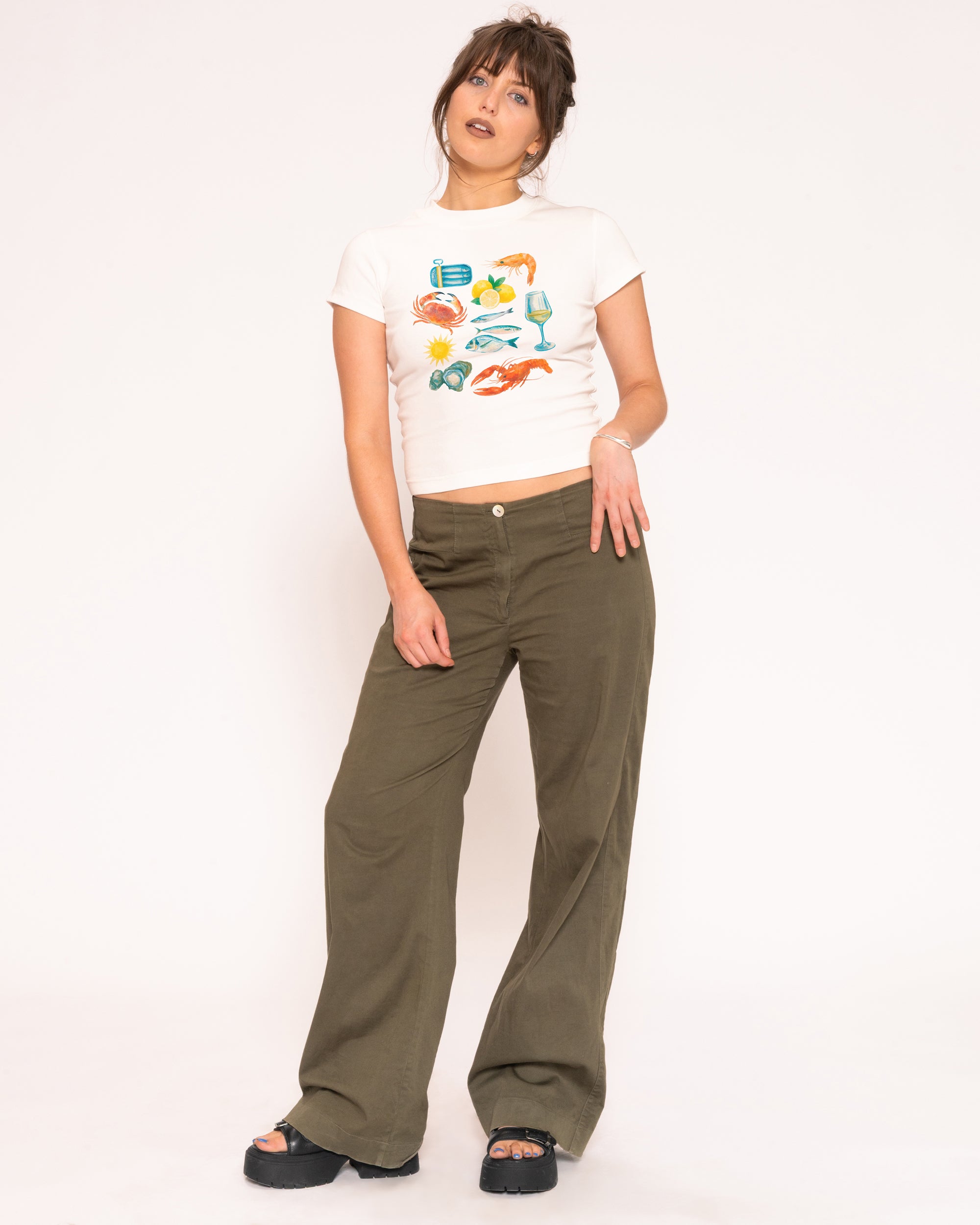 Seafood Platter White Longline Baby Tee