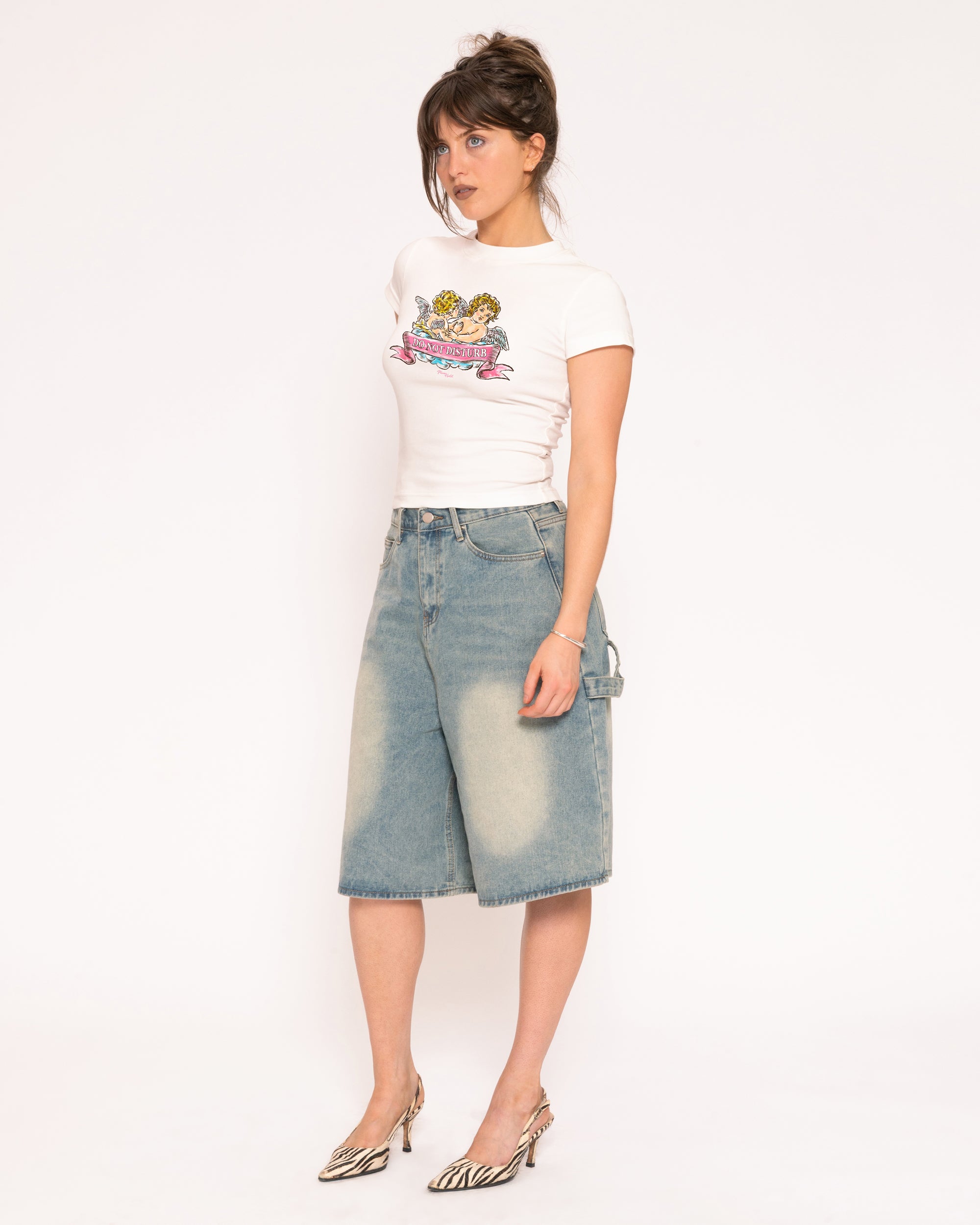 Do Not Disturb White Longline Baby Tee