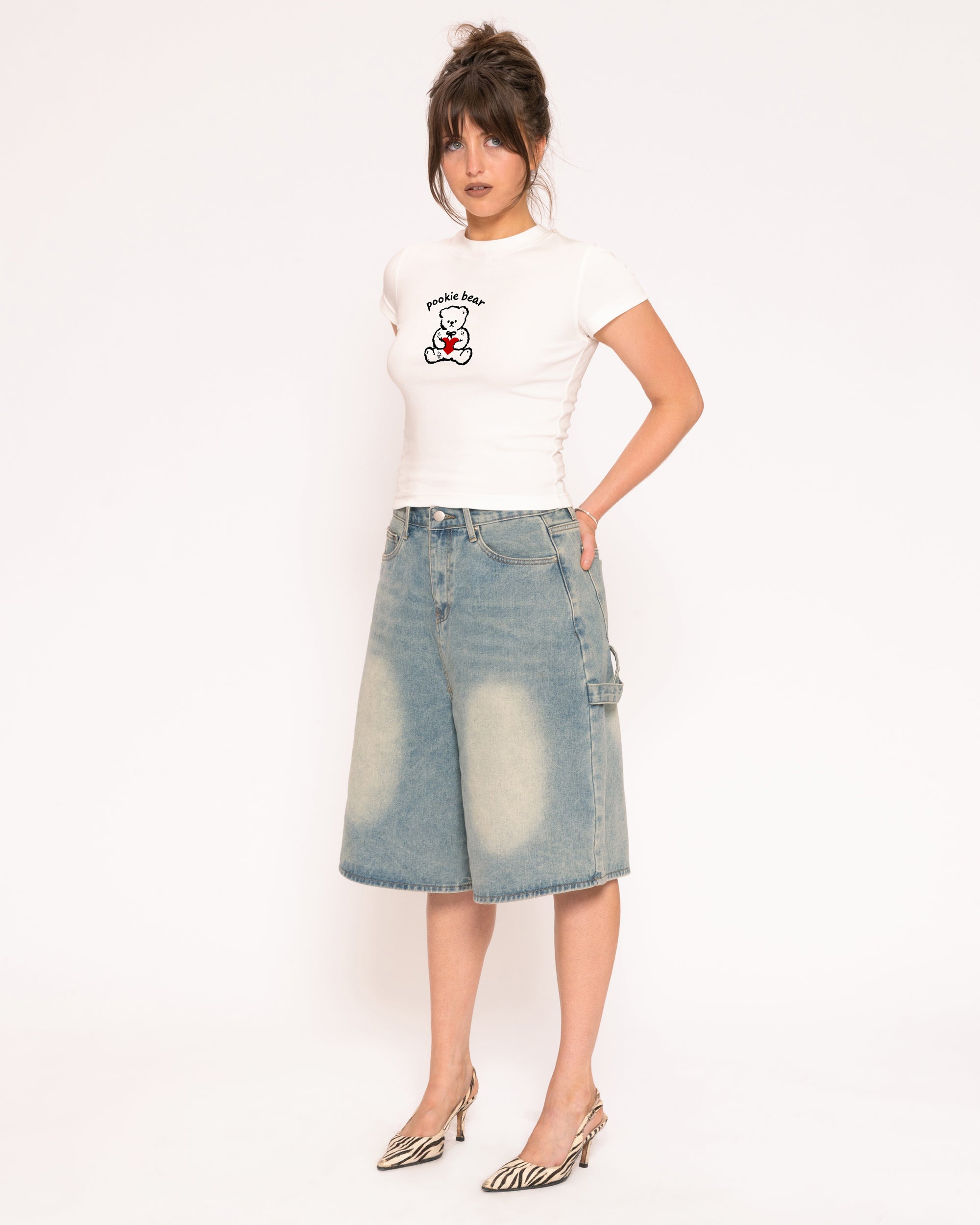 Pookie Bear White Longline Baby Tee