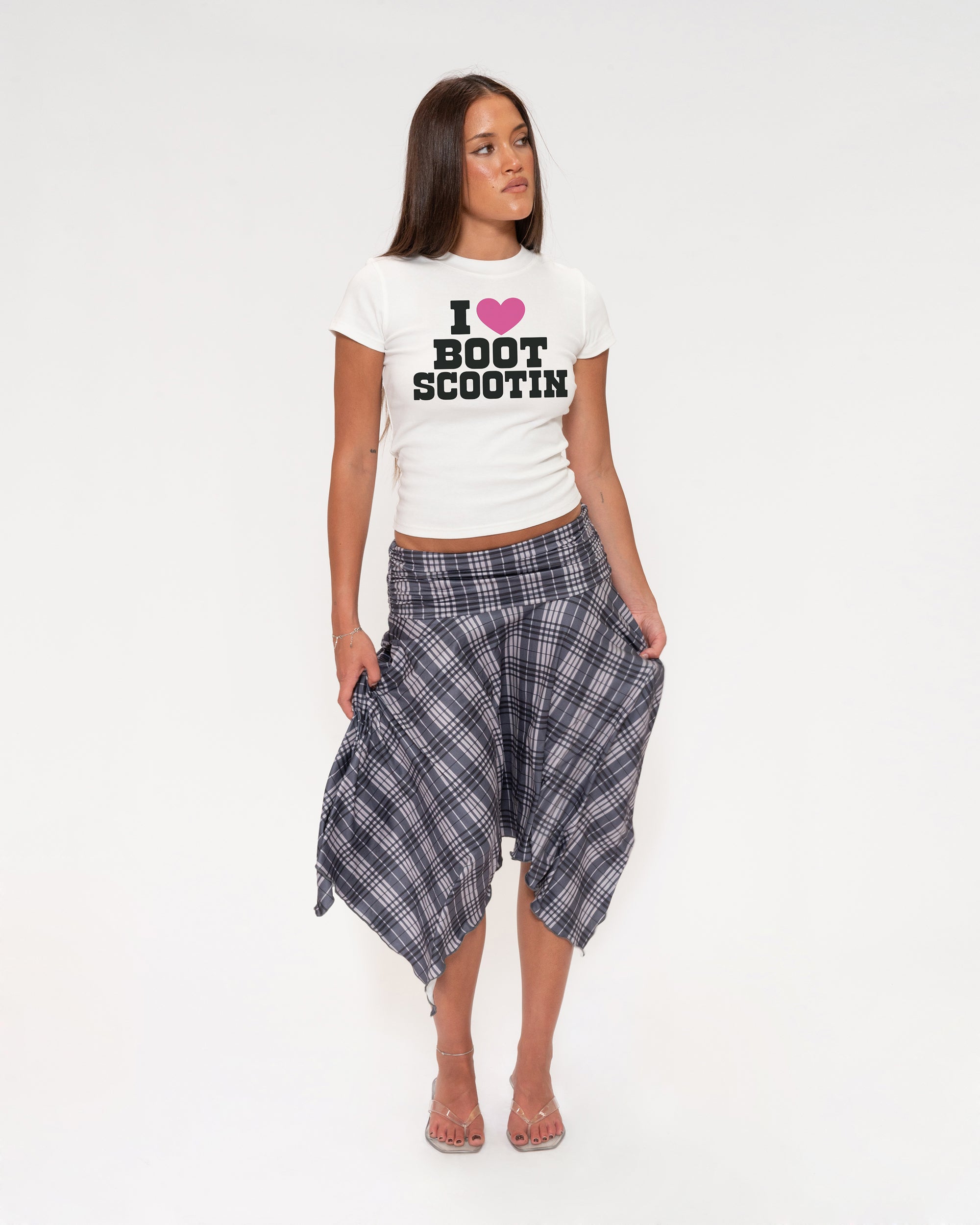 I Love Boot Scootin White Longline Baby Tee
