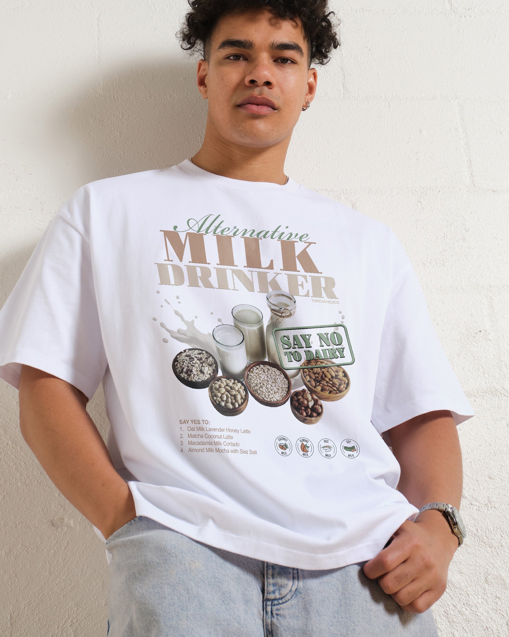 Alternative Milk Drinker Oversized Tee Australia Online White