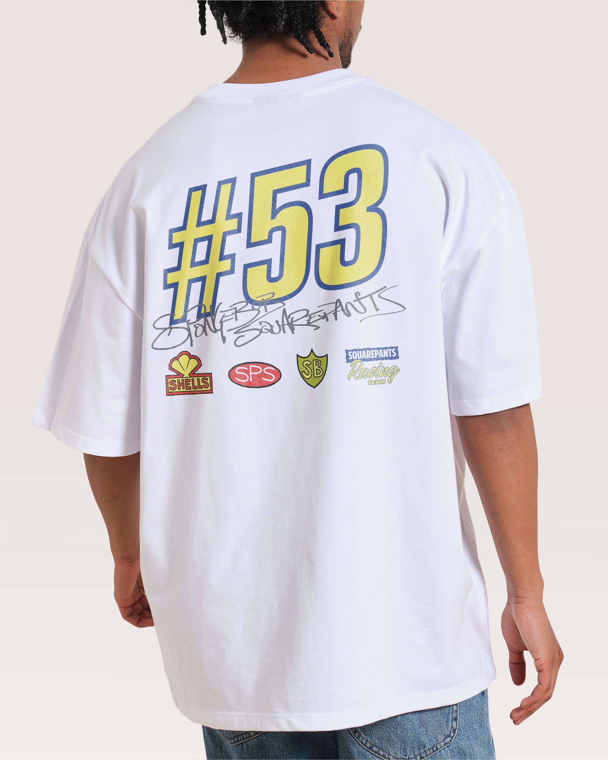 Spongebob Racing White Oversized Tee