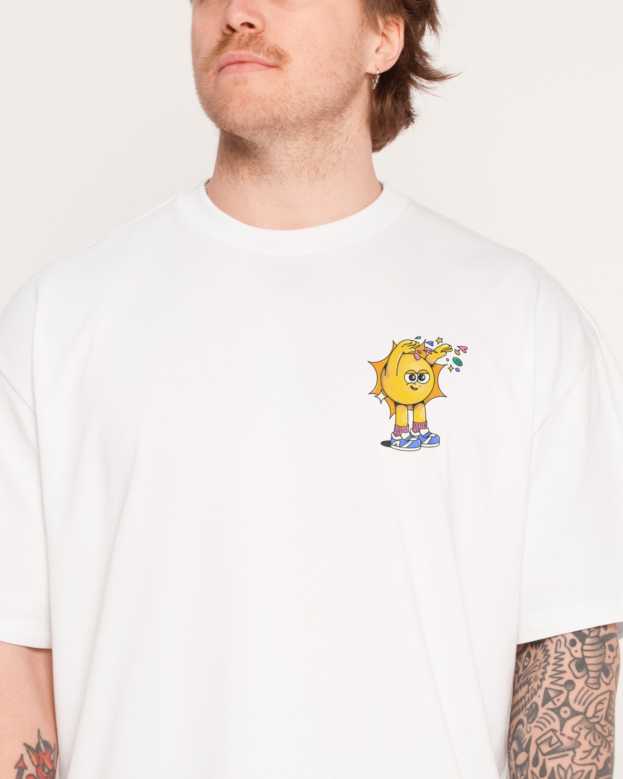 Hit Em' With the Good Vibes White Oversized Tee