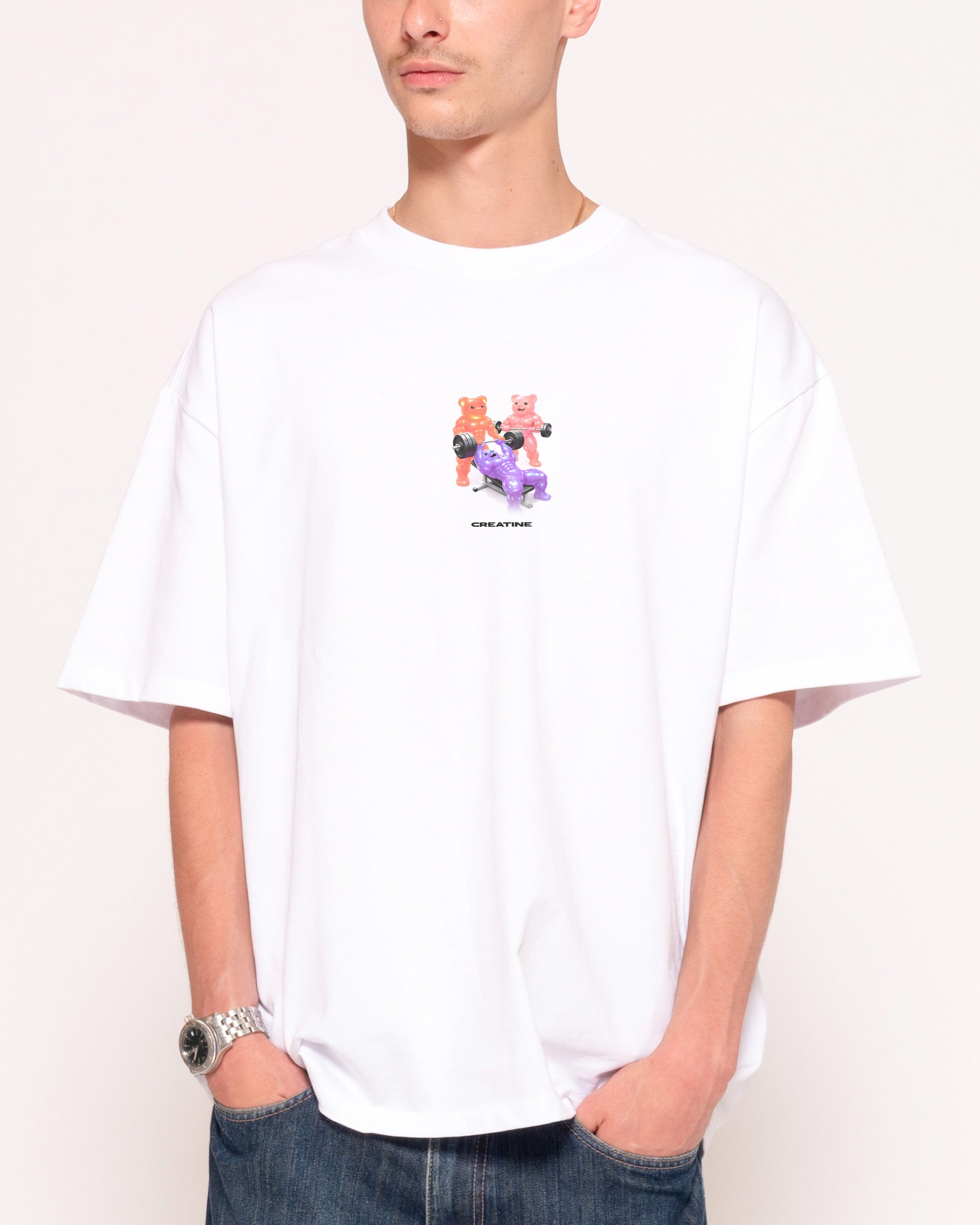 Creatine Gummies White Oversized Tee