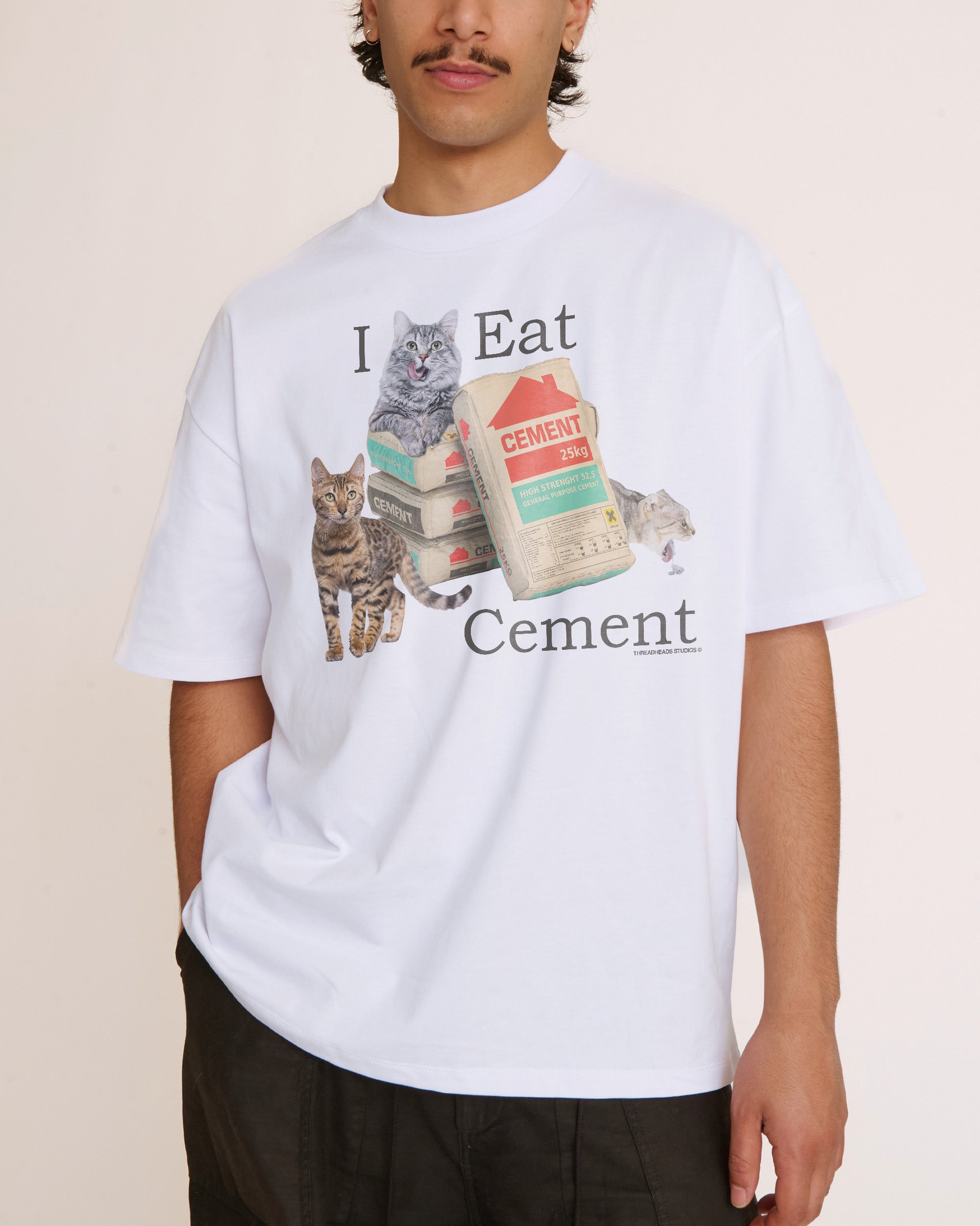 I Eat Cement White Oversized Tee