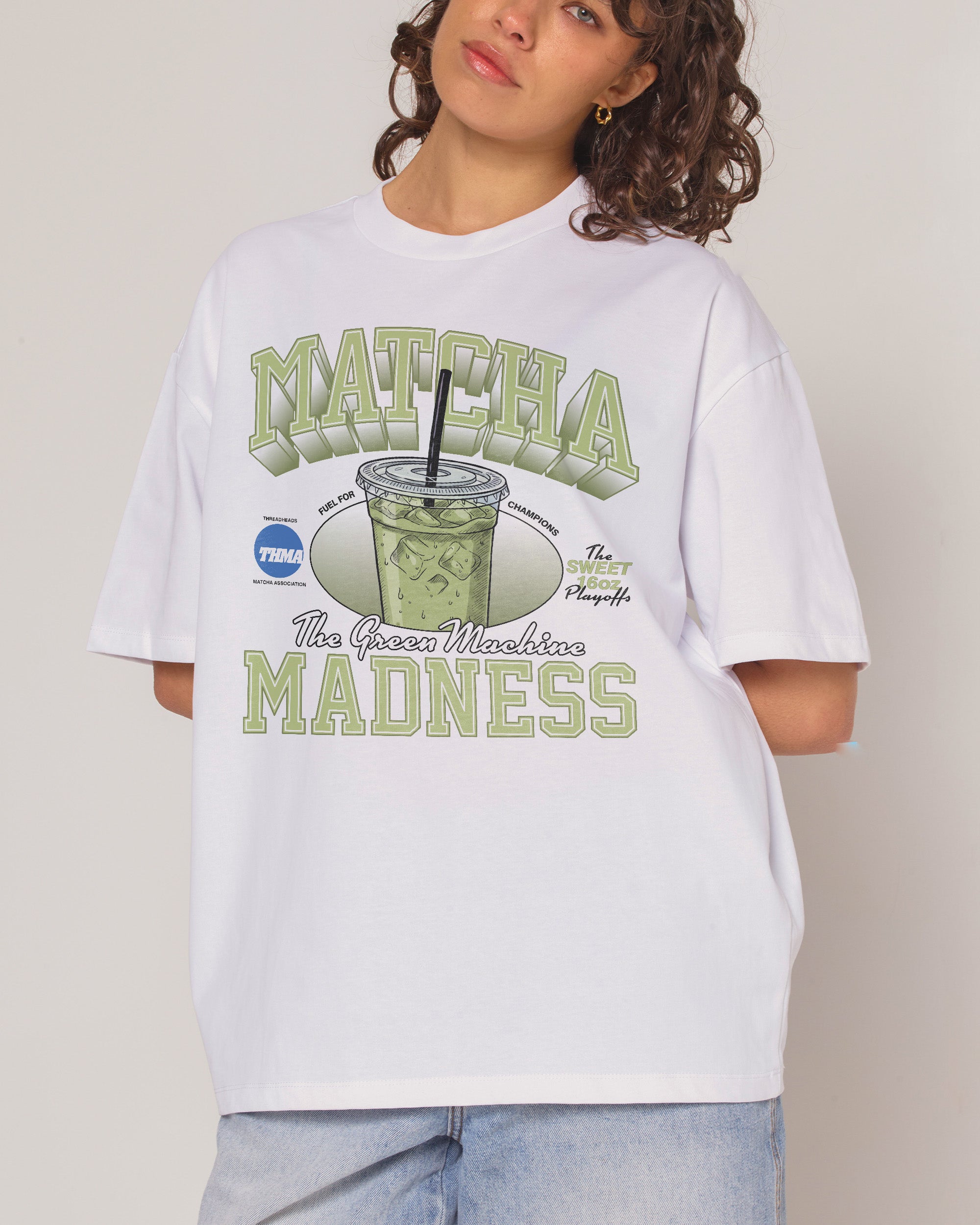 Matcha Madness White Oversized Tee