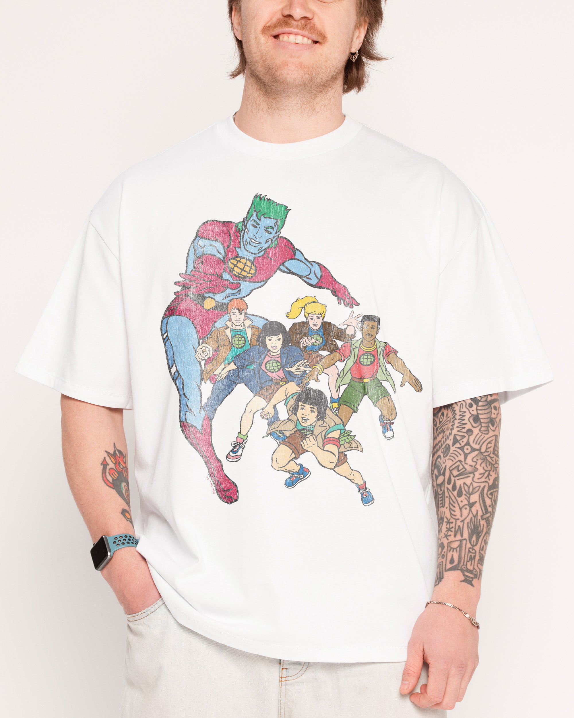 Vintage Captain Planet White Oversized Tee