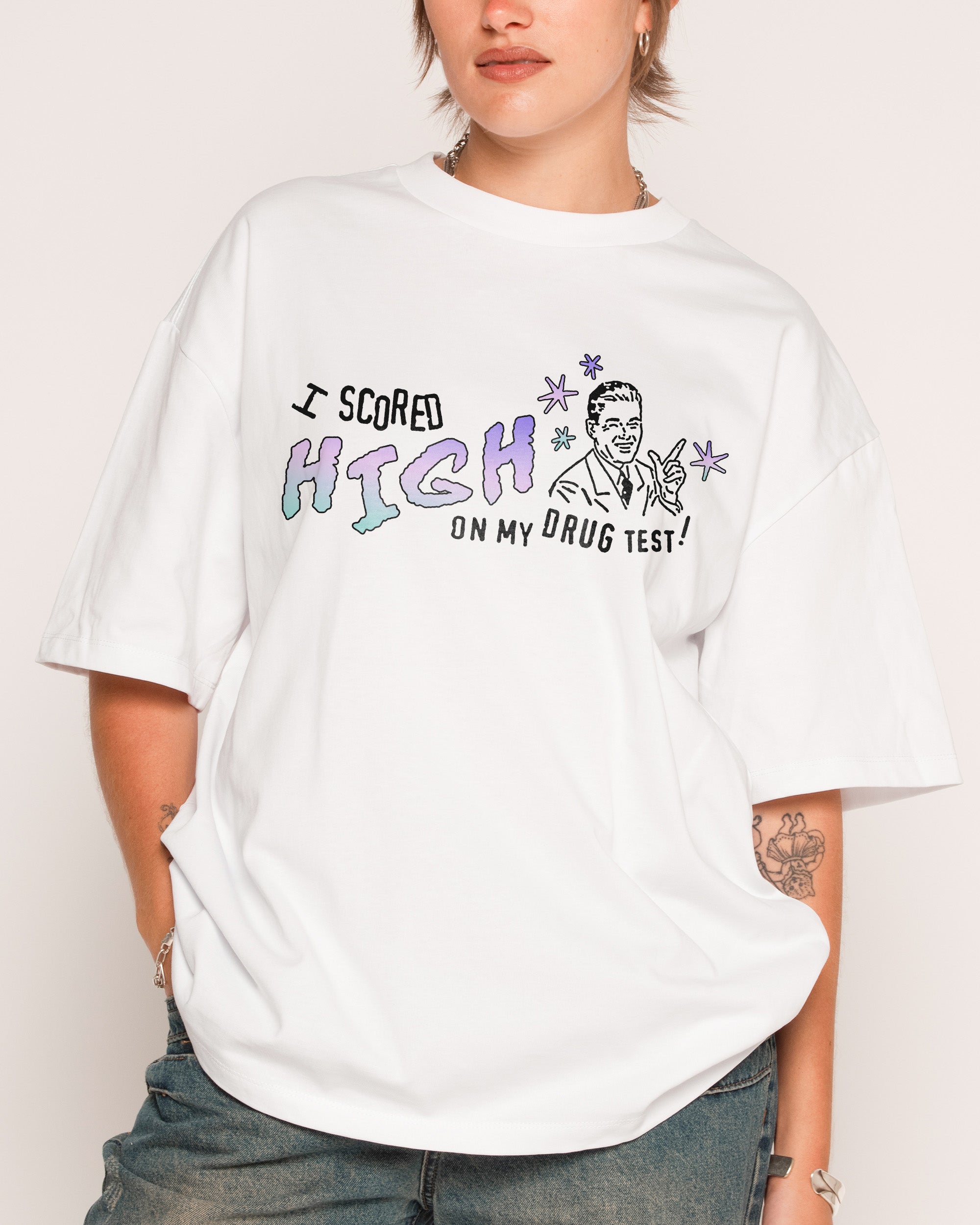 High Achiever White Oversized Tee