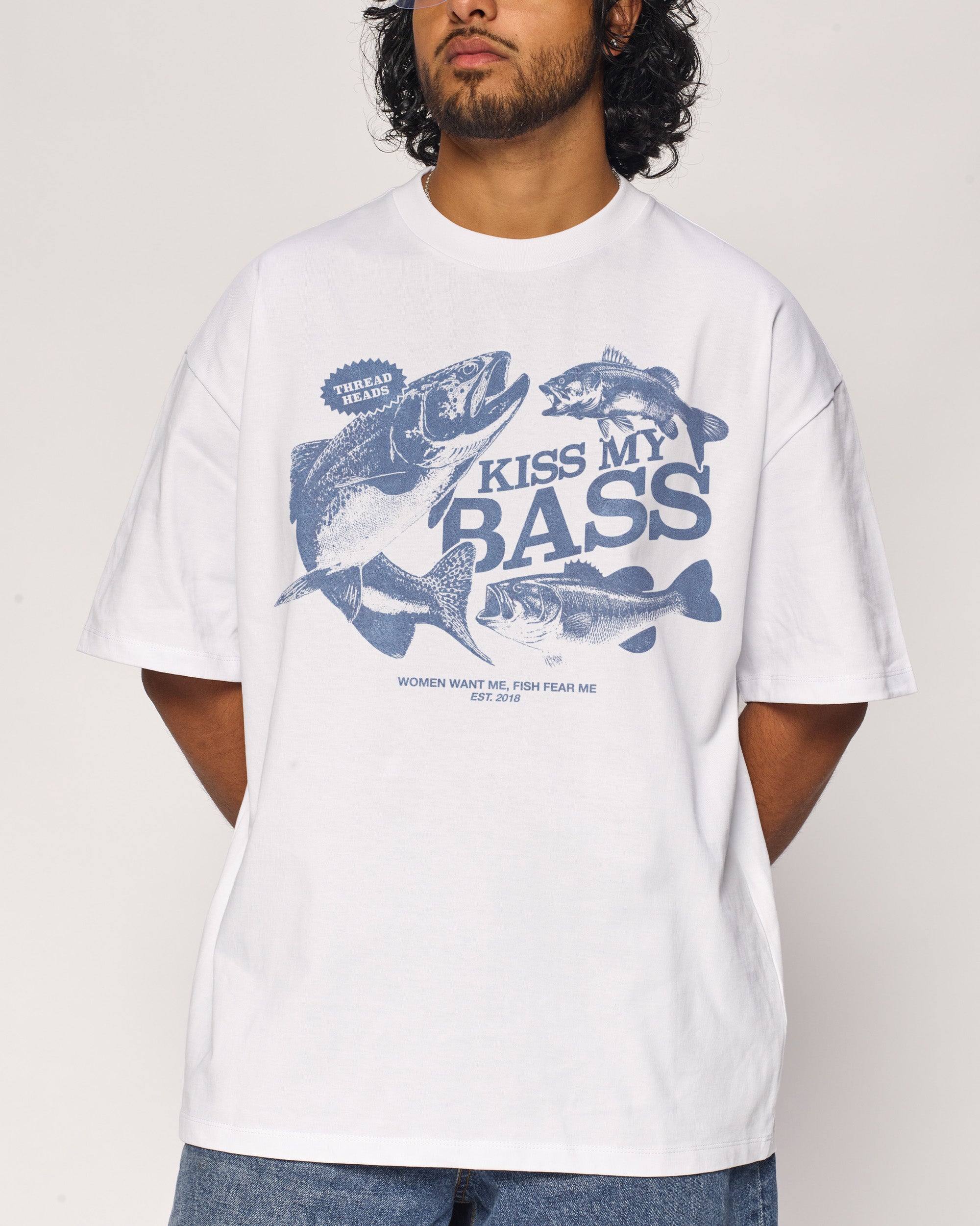 Kiss My Bass White Oversized Tee