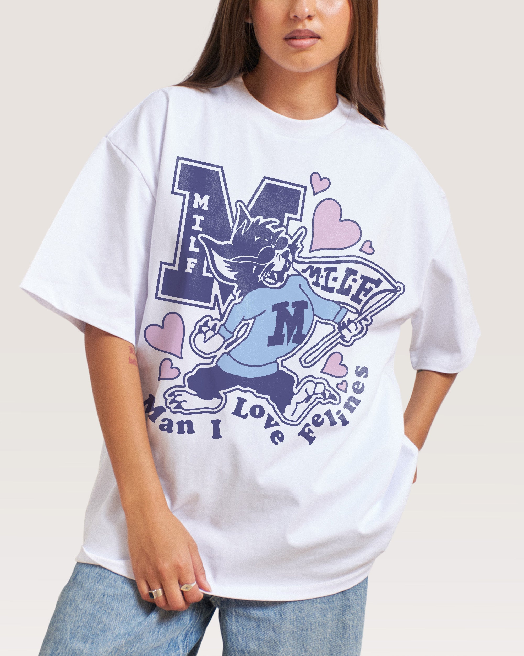 Milf Mascot White Oversized Tee