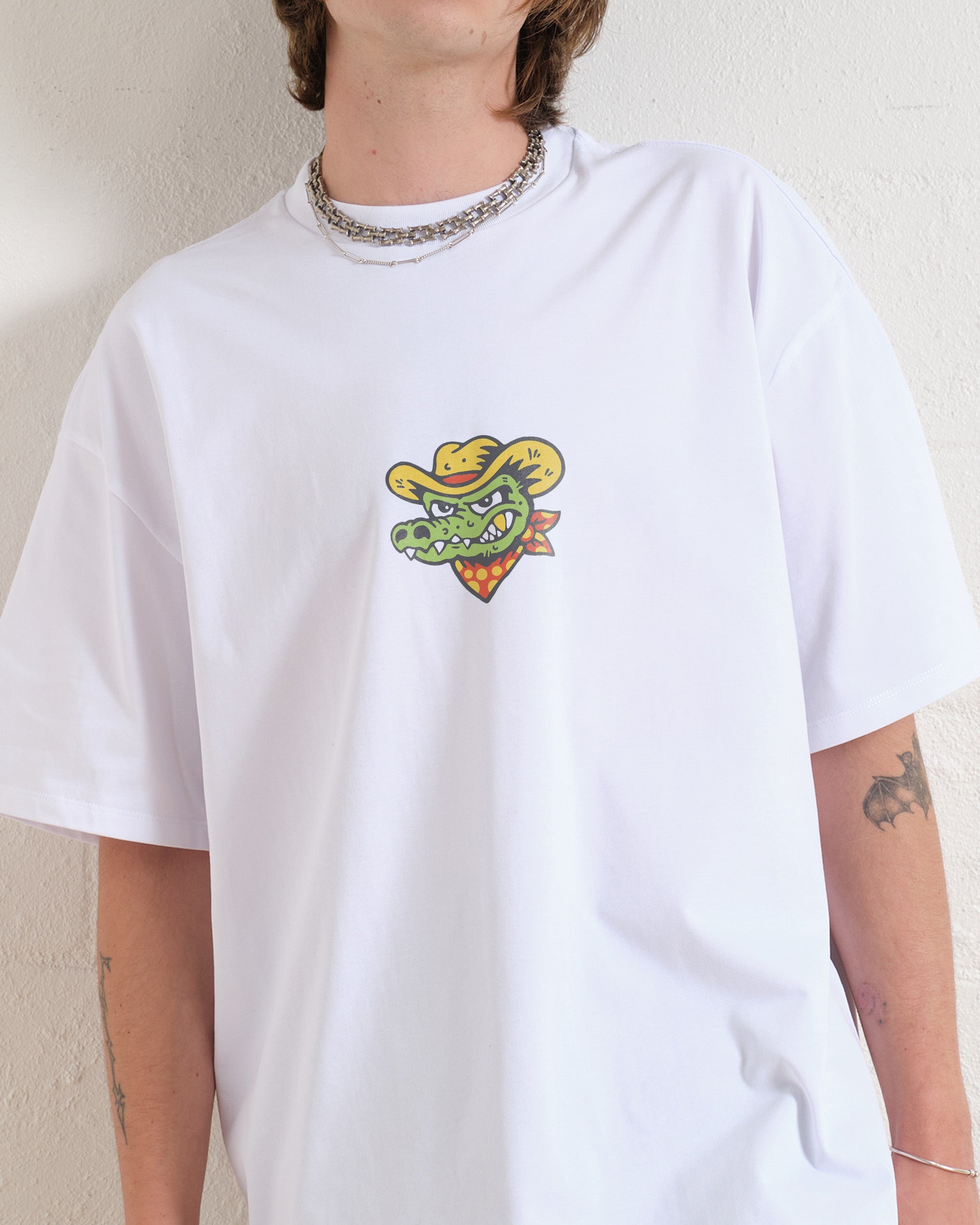 Yee Haw Crocodile Oversized Tee Australia Online White