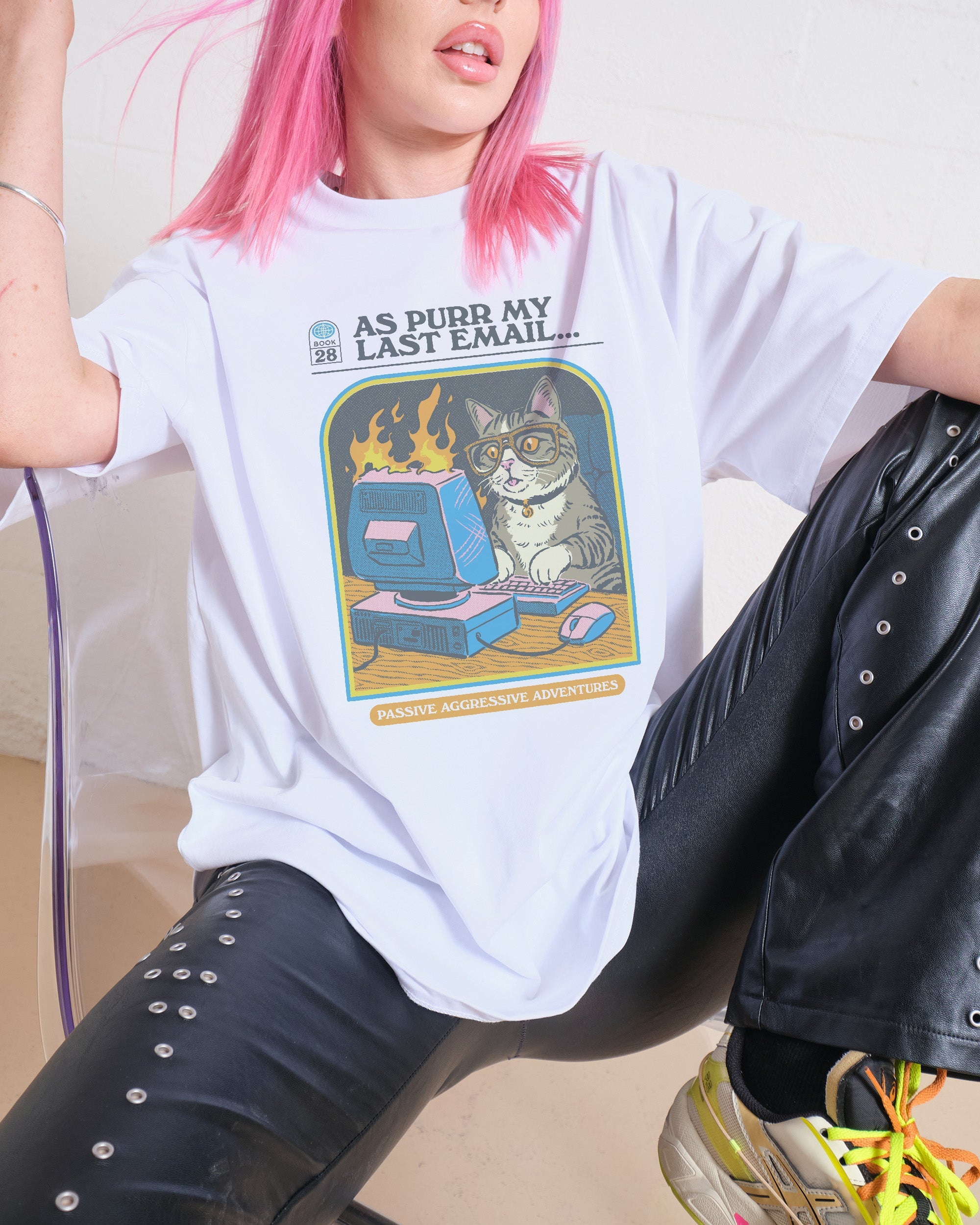 As Purr My Last Email Oversized Tee Australia Online White