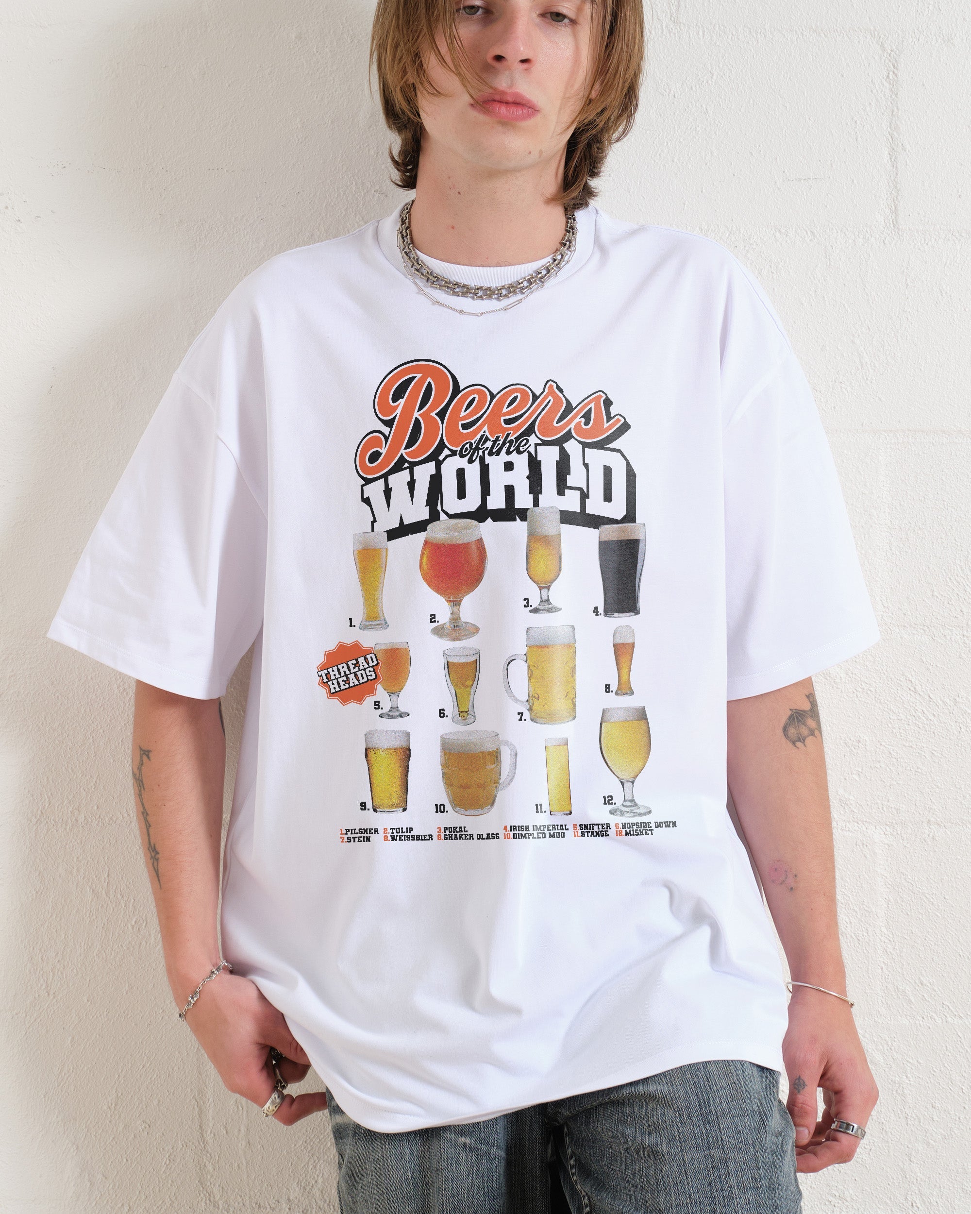 Beers of the World Oversized Tee Australia Online White