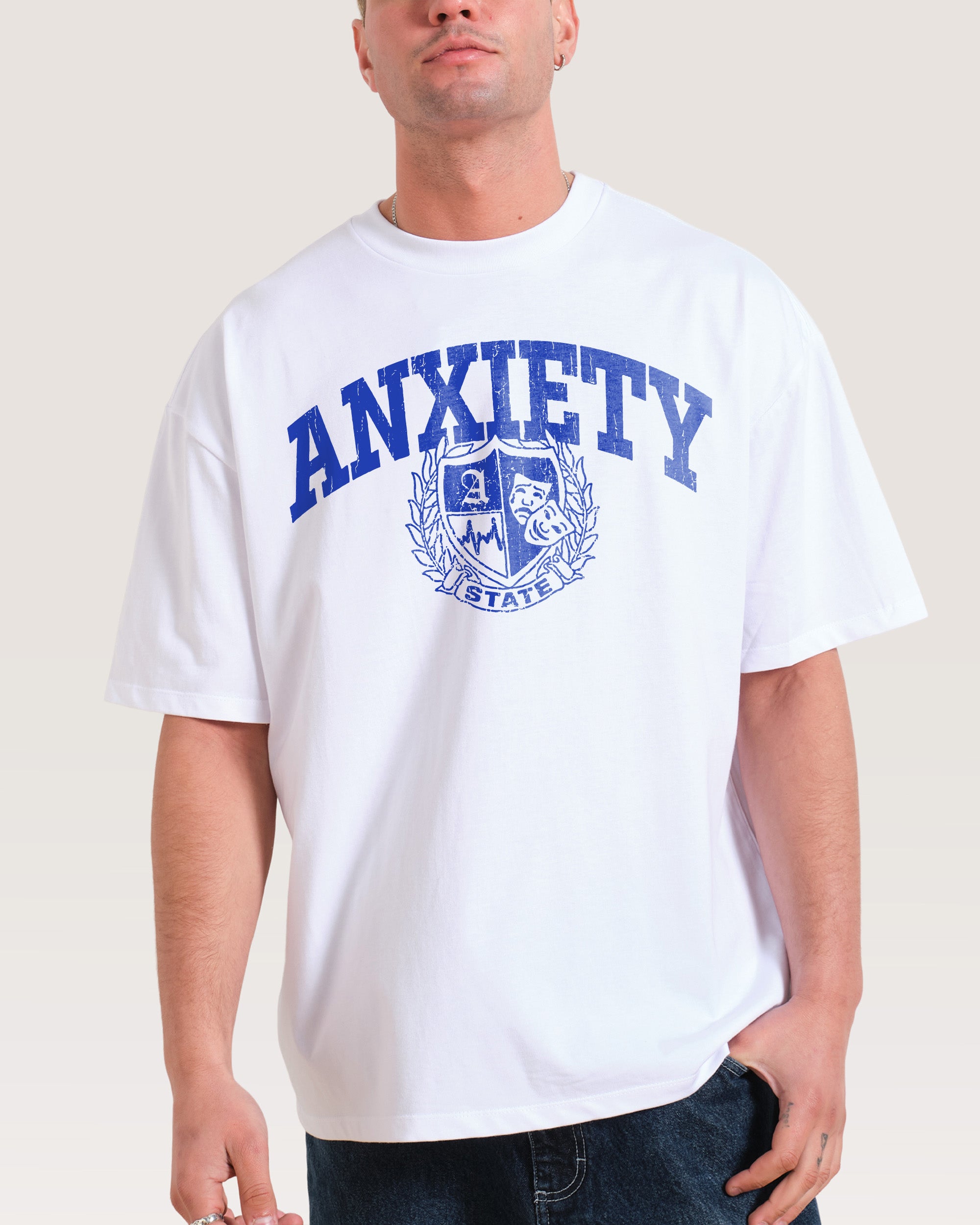 Anxiety State White Oversized Tee