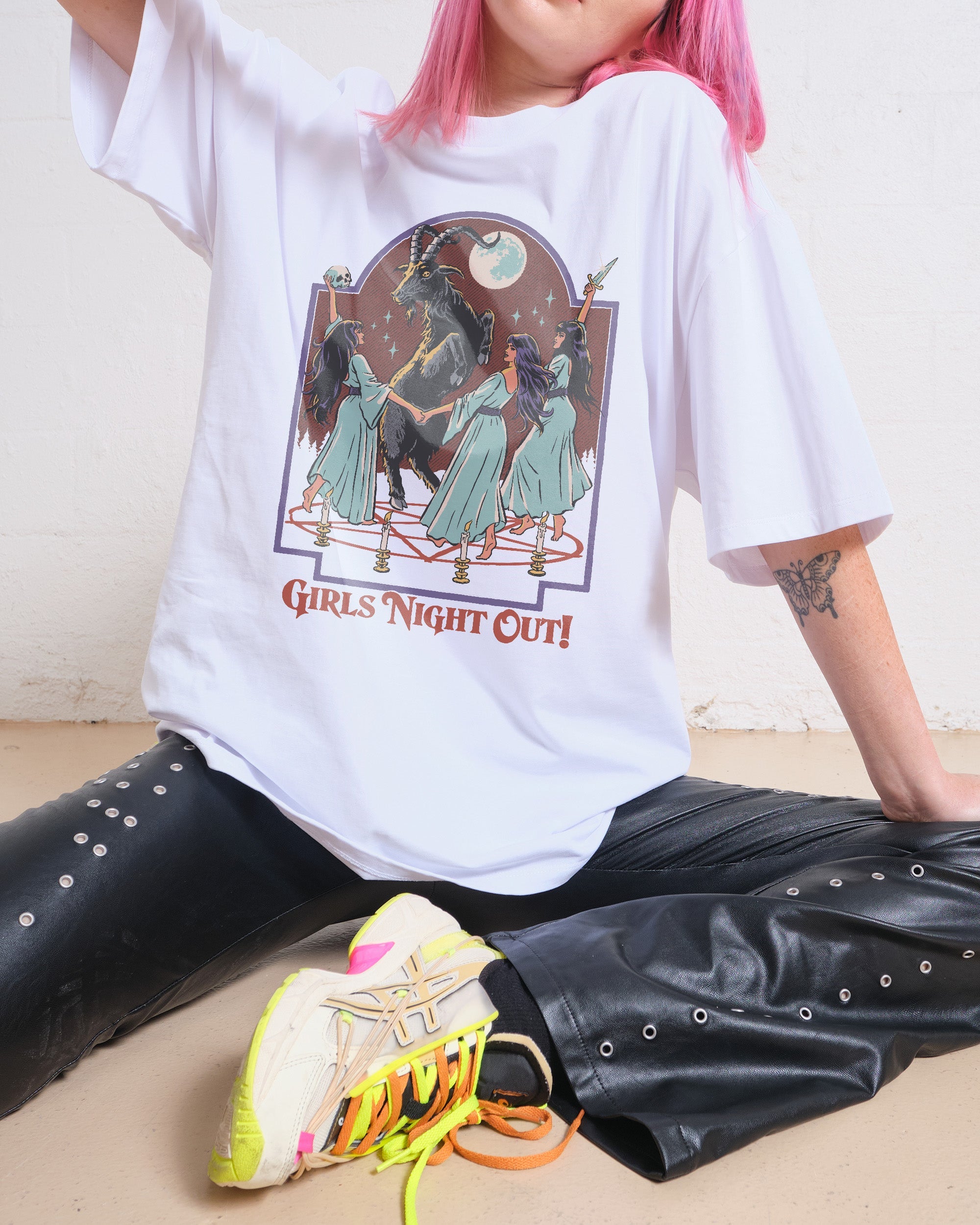 Girls Night Out Oversized Tee Australia Online White