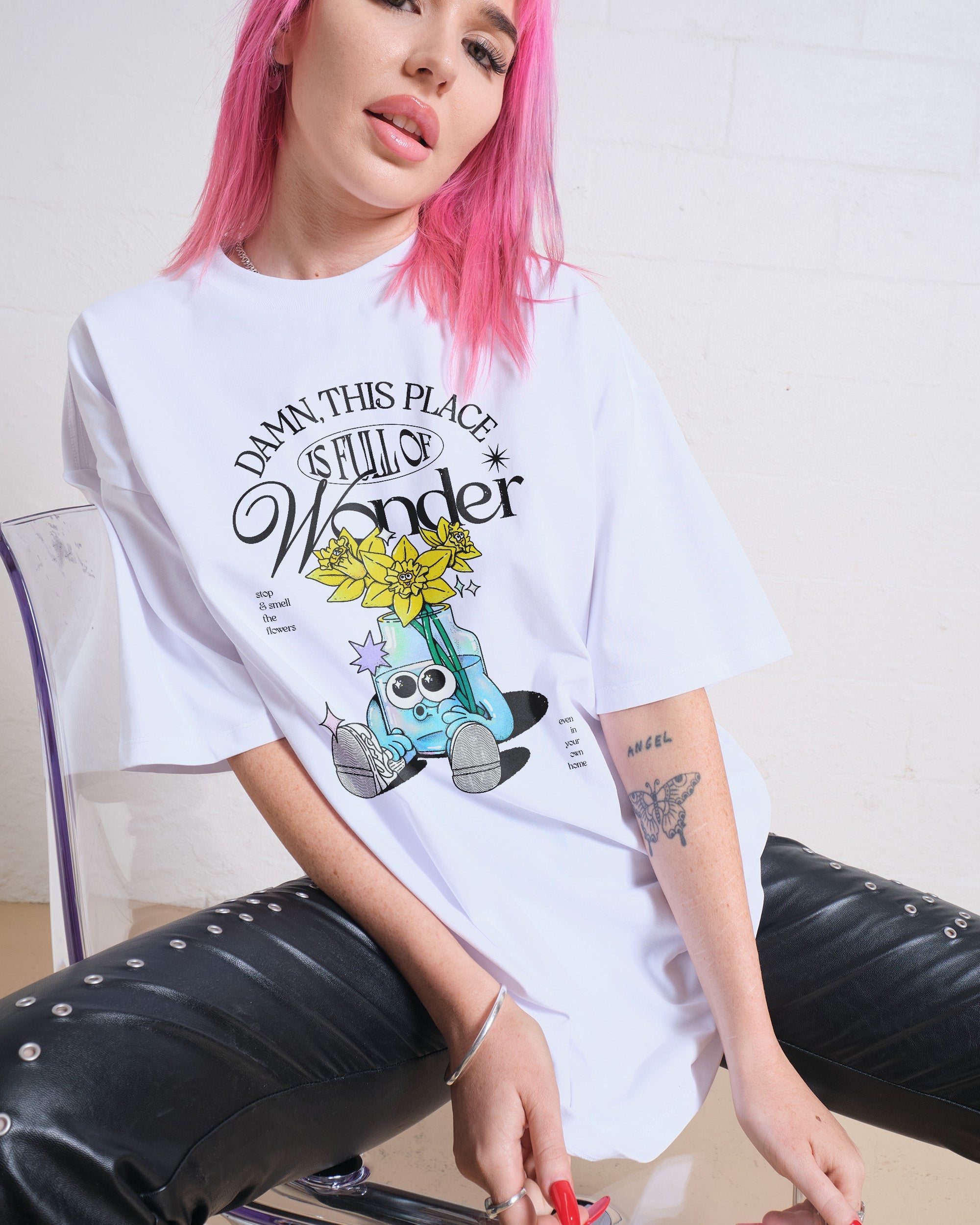 Damn This Place is Full of Wonder Oversized Tee Australia Online White