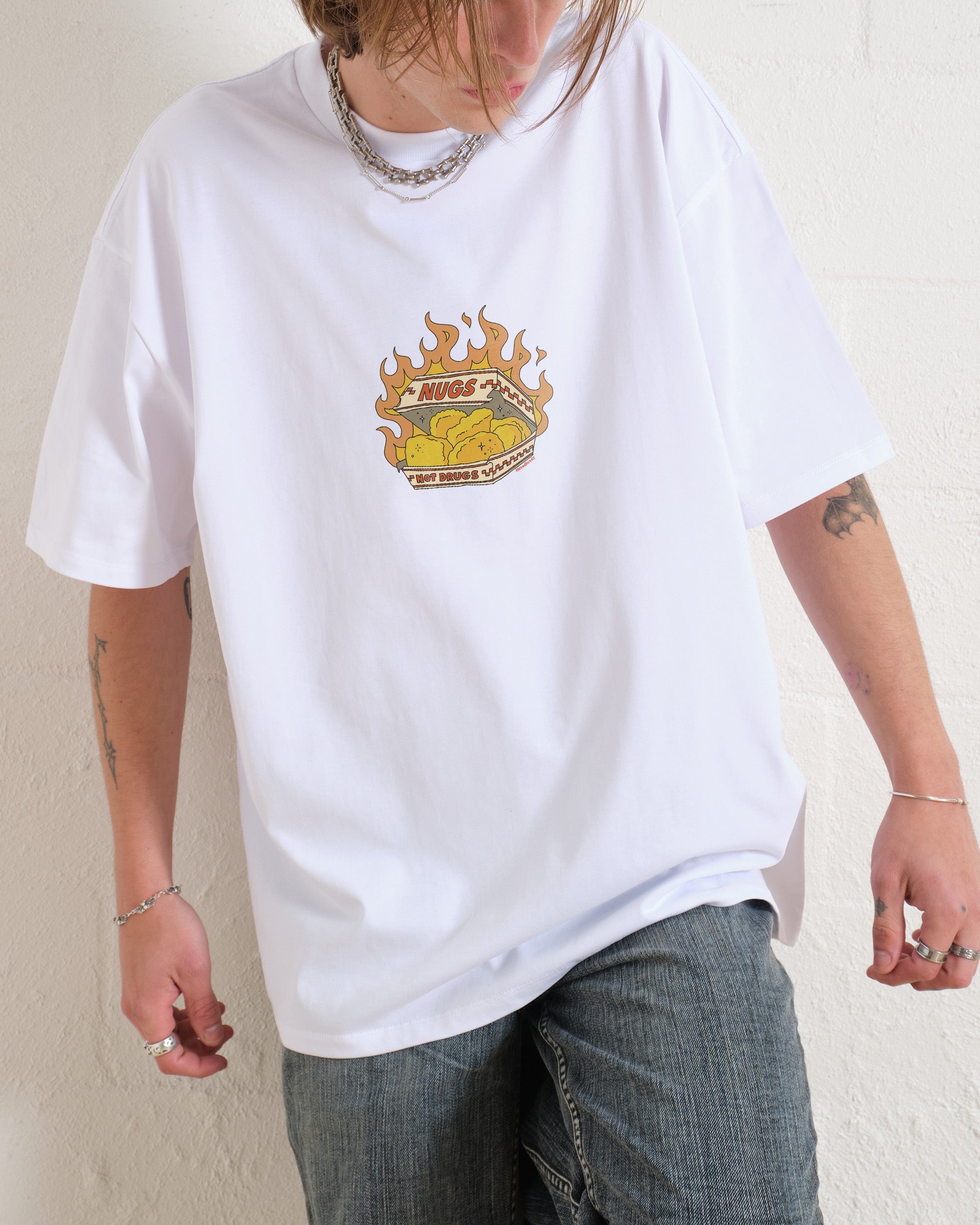 Nugs not Drugs Oversized Tee Australia Online White