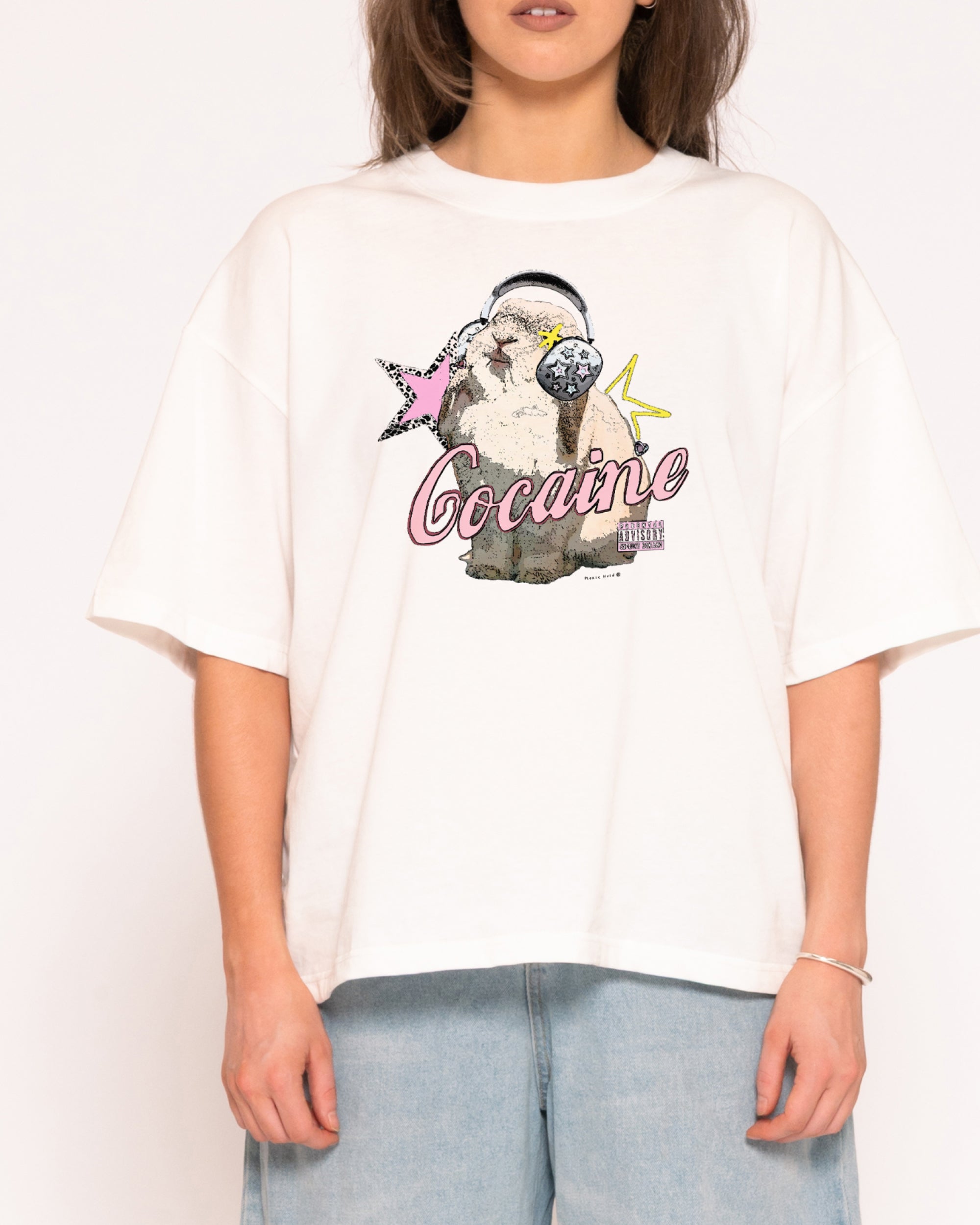 Euphoria Bunny White Boxy Crop Tee