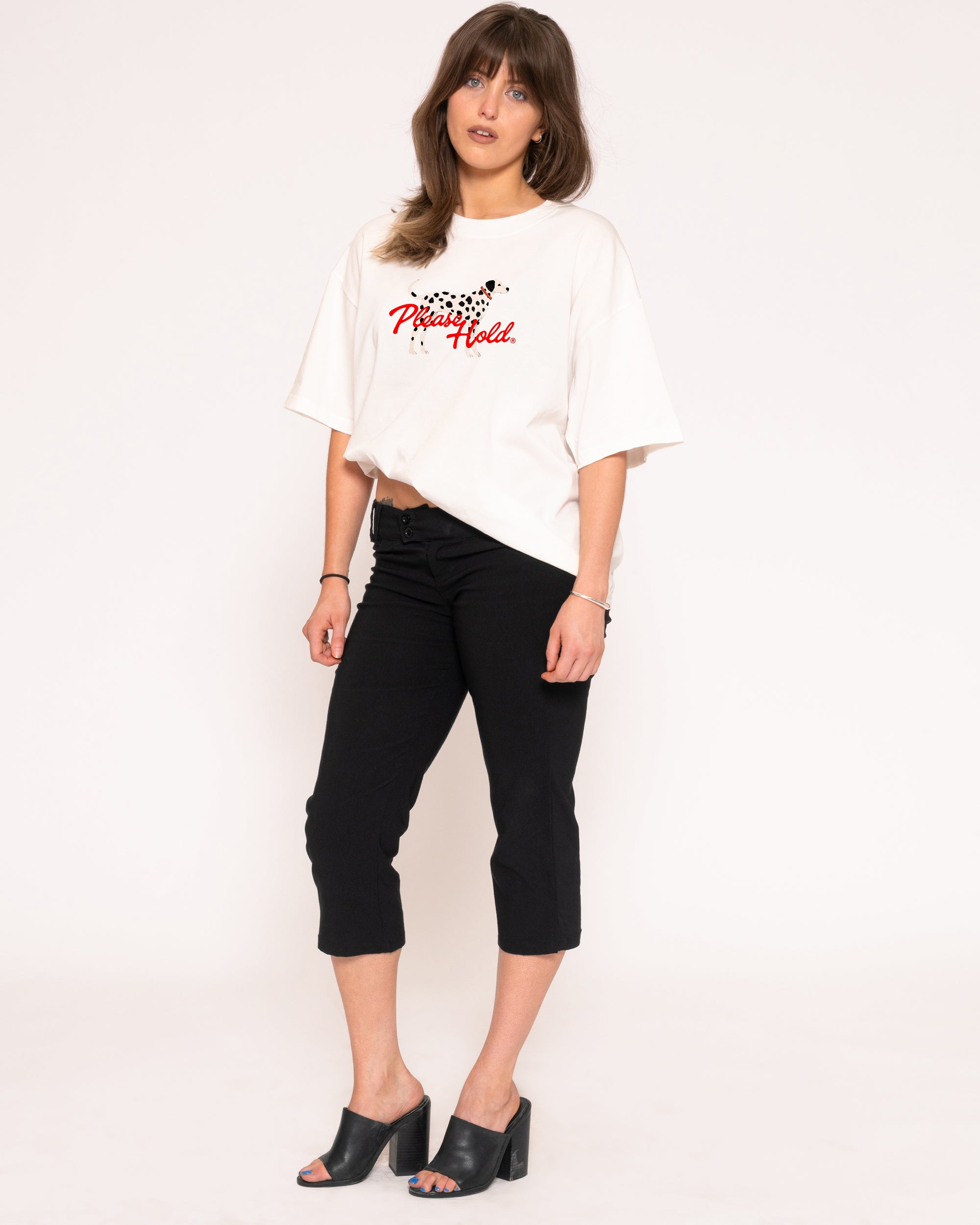 Dalmatian White Boxy Crop Tee