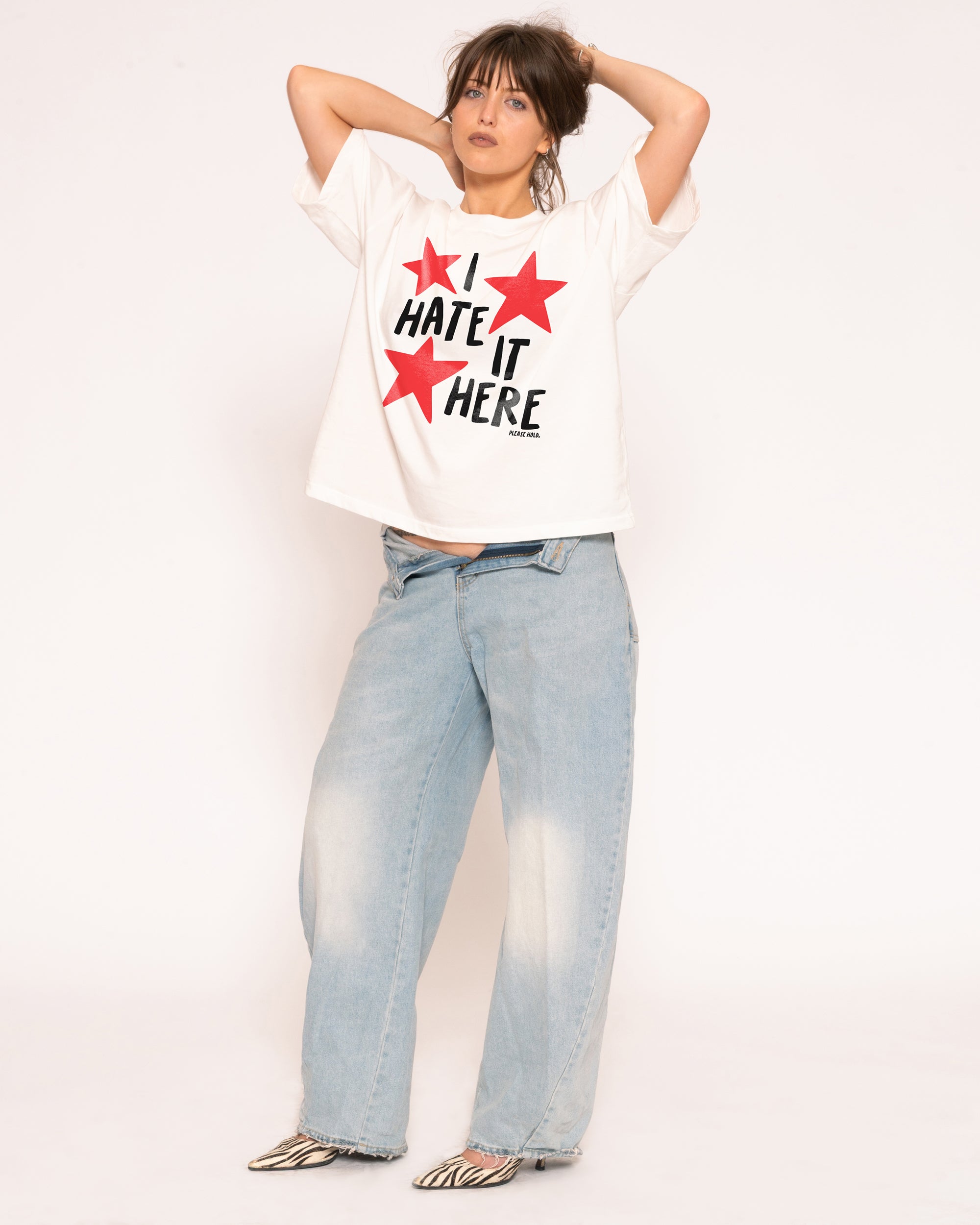 I Hate It Here White Boxy Crop Tee