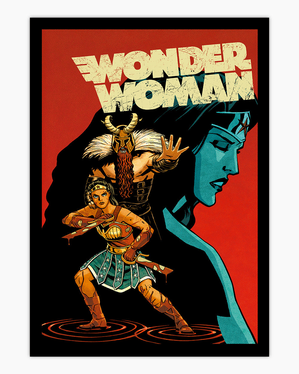 Wonder Woman Statue Art Print #colour_Black