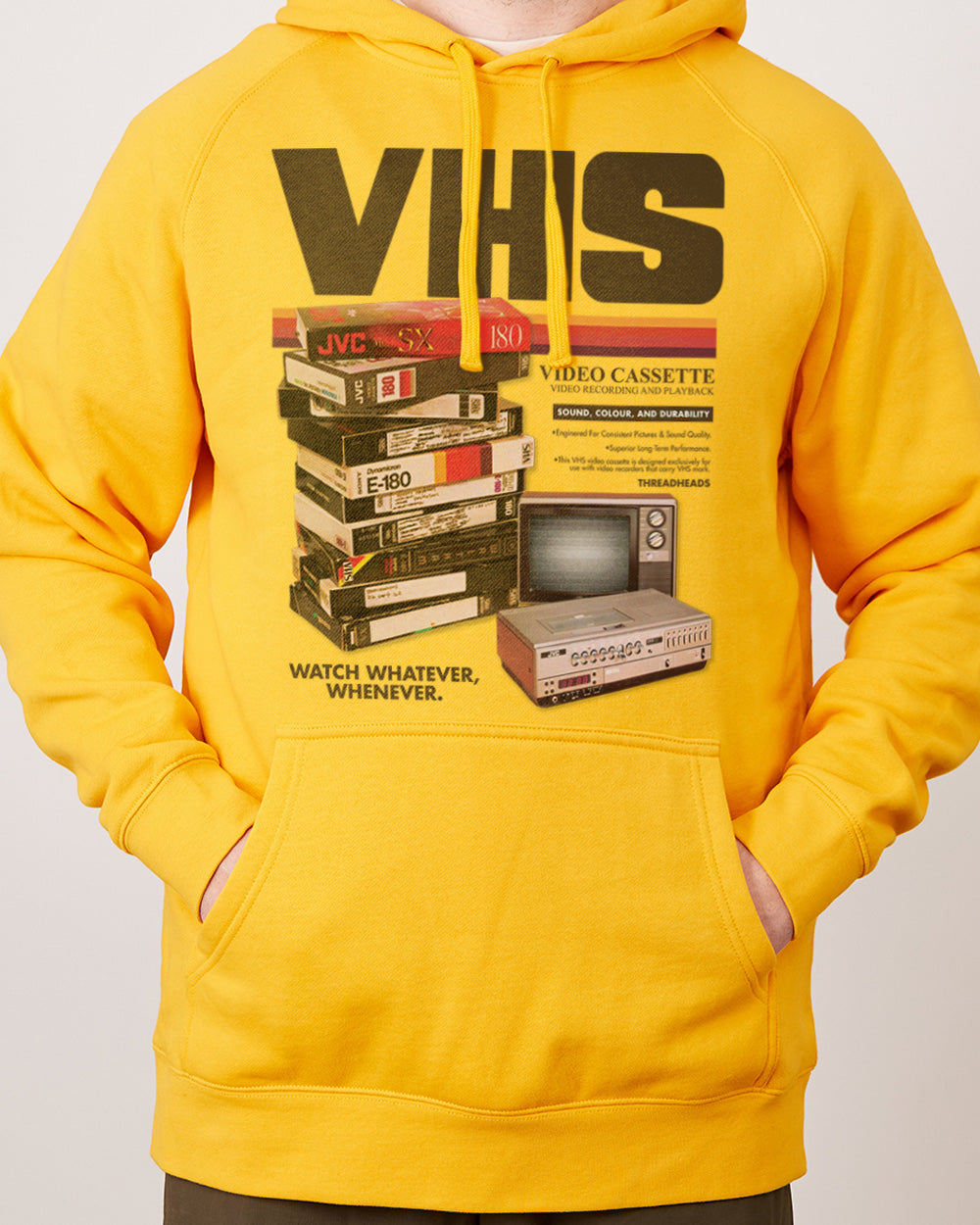Vintage VHS Tapes Hoodie Australia Online Yellow
