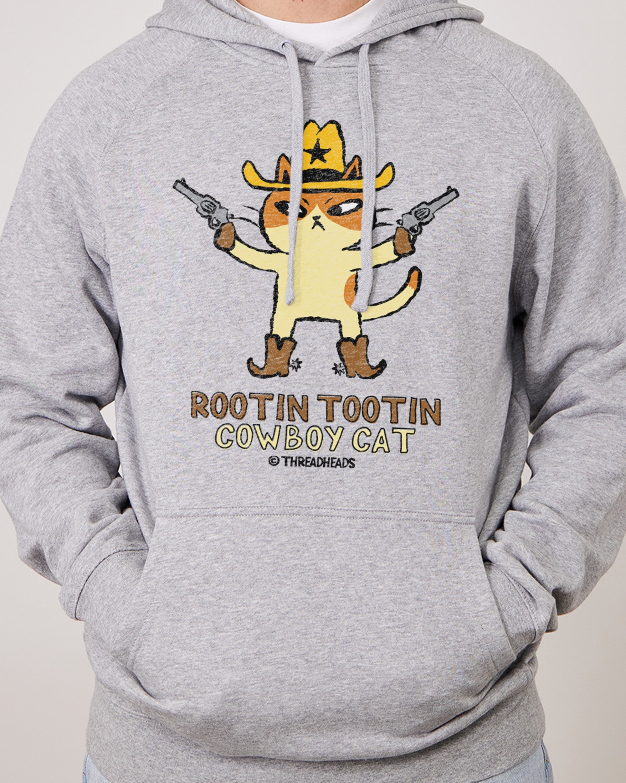 Rootin Tootin Cowboy Cat Hoodie Australia Online Grey