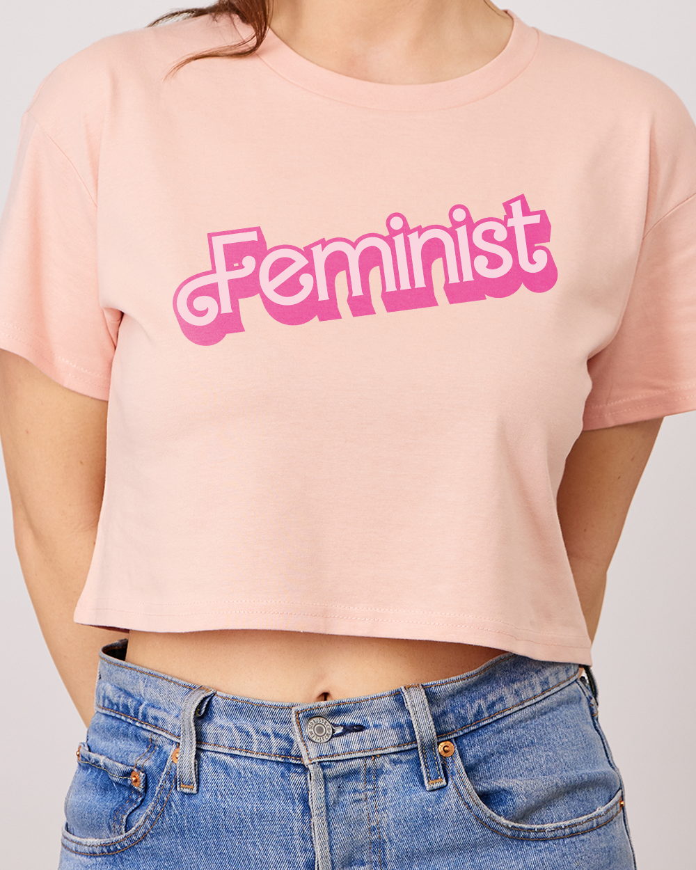 Feminist Crop Tee Australia Online #colour_pink