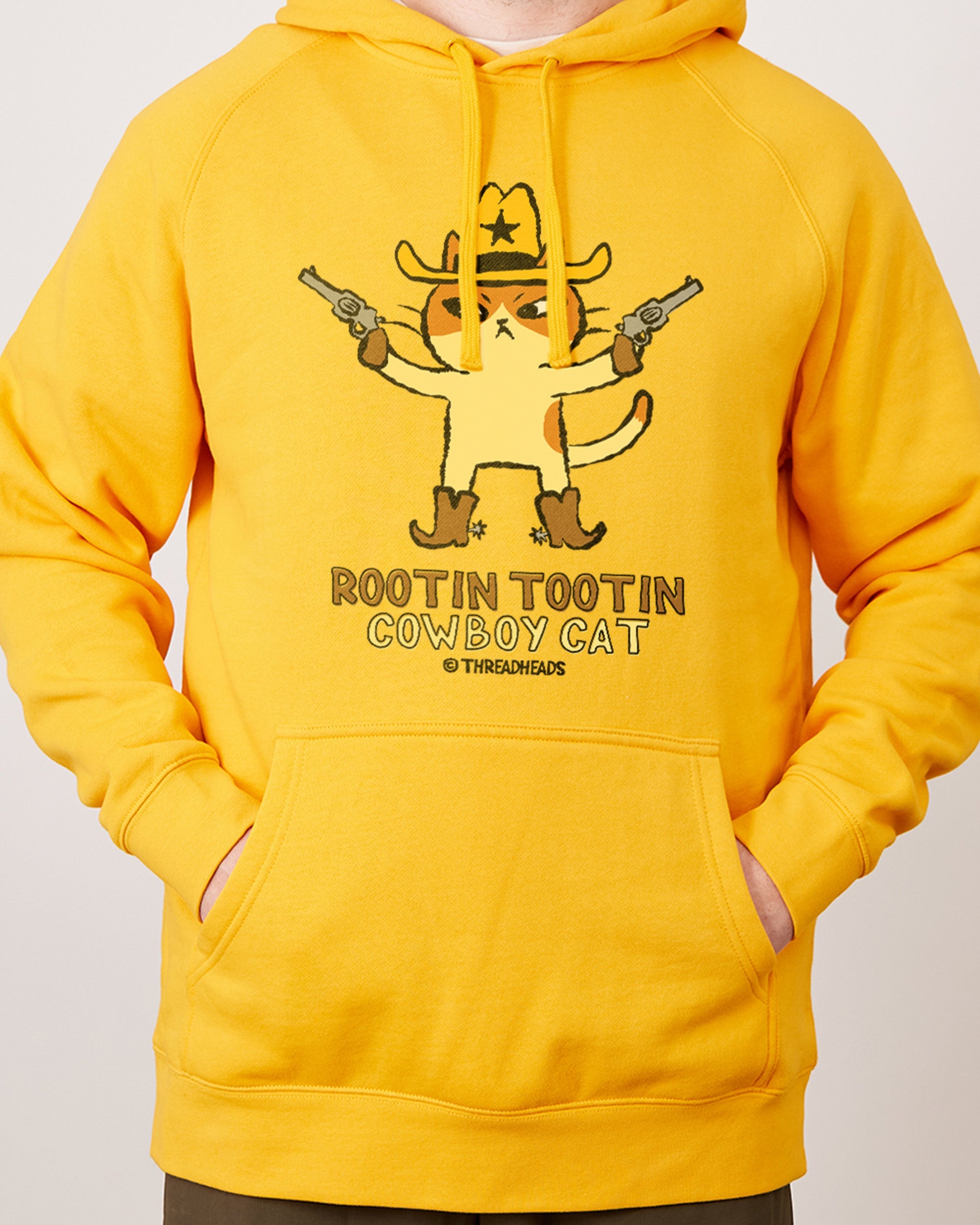 Rootin Tootin Cowboy Cat Hoodie Australia Online Yellow