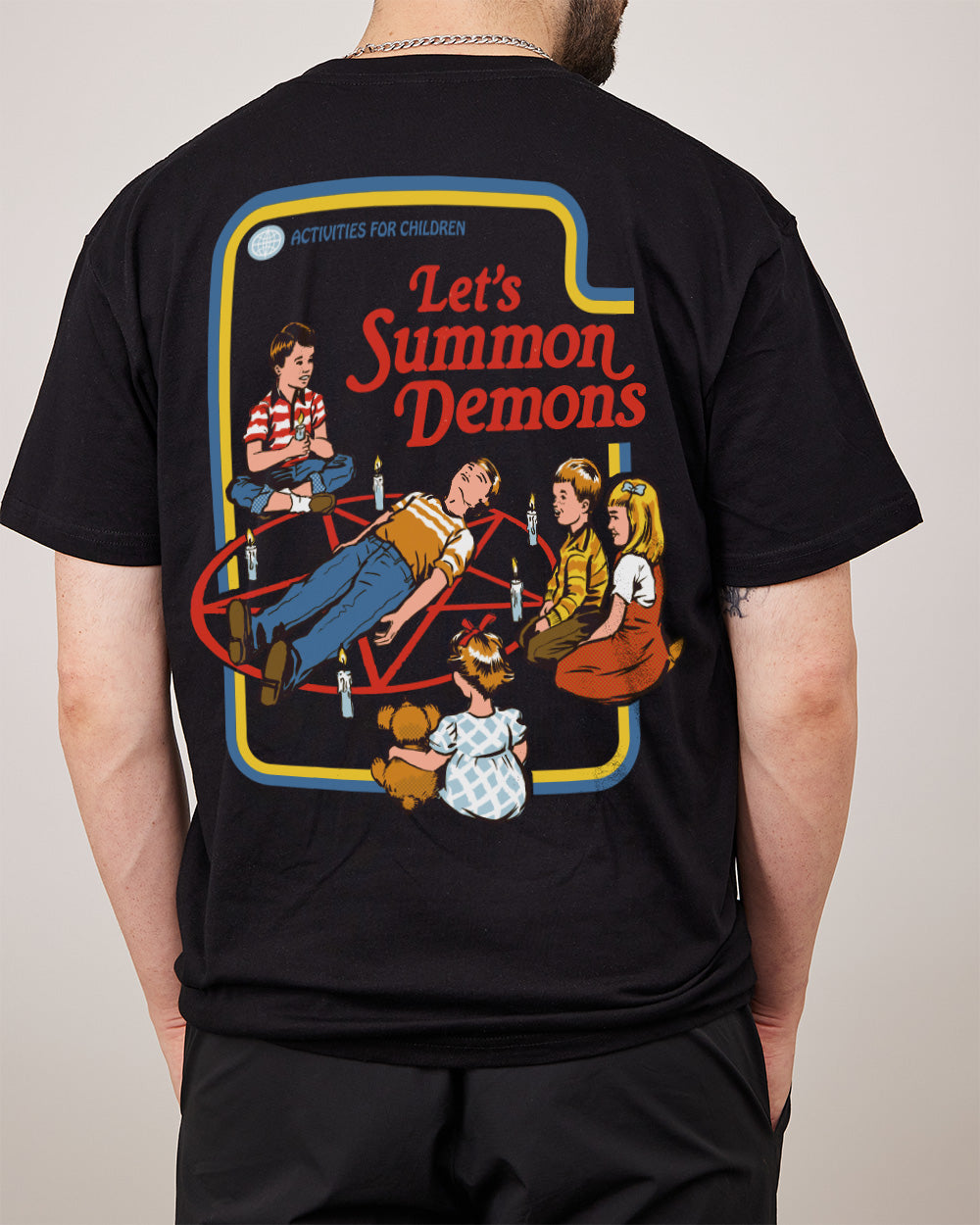 Let's Summon Demons Front and Back T-Shirt Australia Online #colour_black
