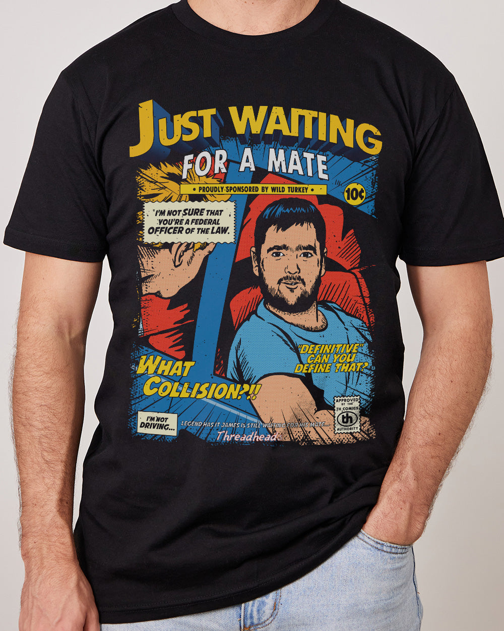 Just Waiting for a Mate T-Shirt Australia Online #colour_black