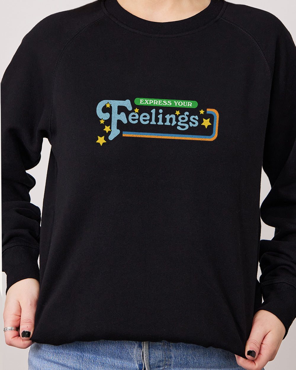 Express Your Feelings Front and Back Jumper Australia Online #colour_black