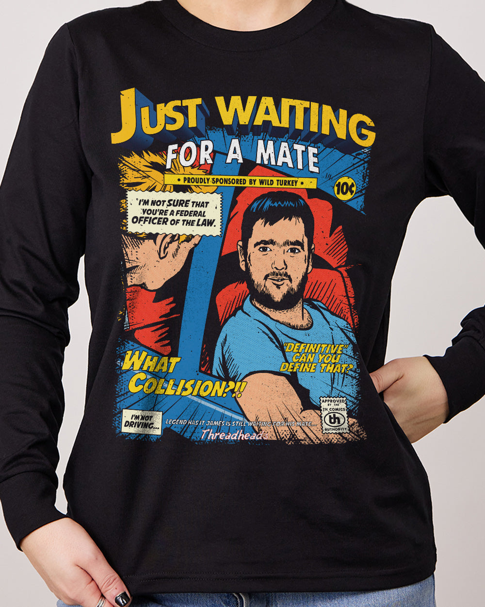 Just Waiting for a Mate Long Sleeve Australia Online #colour_black