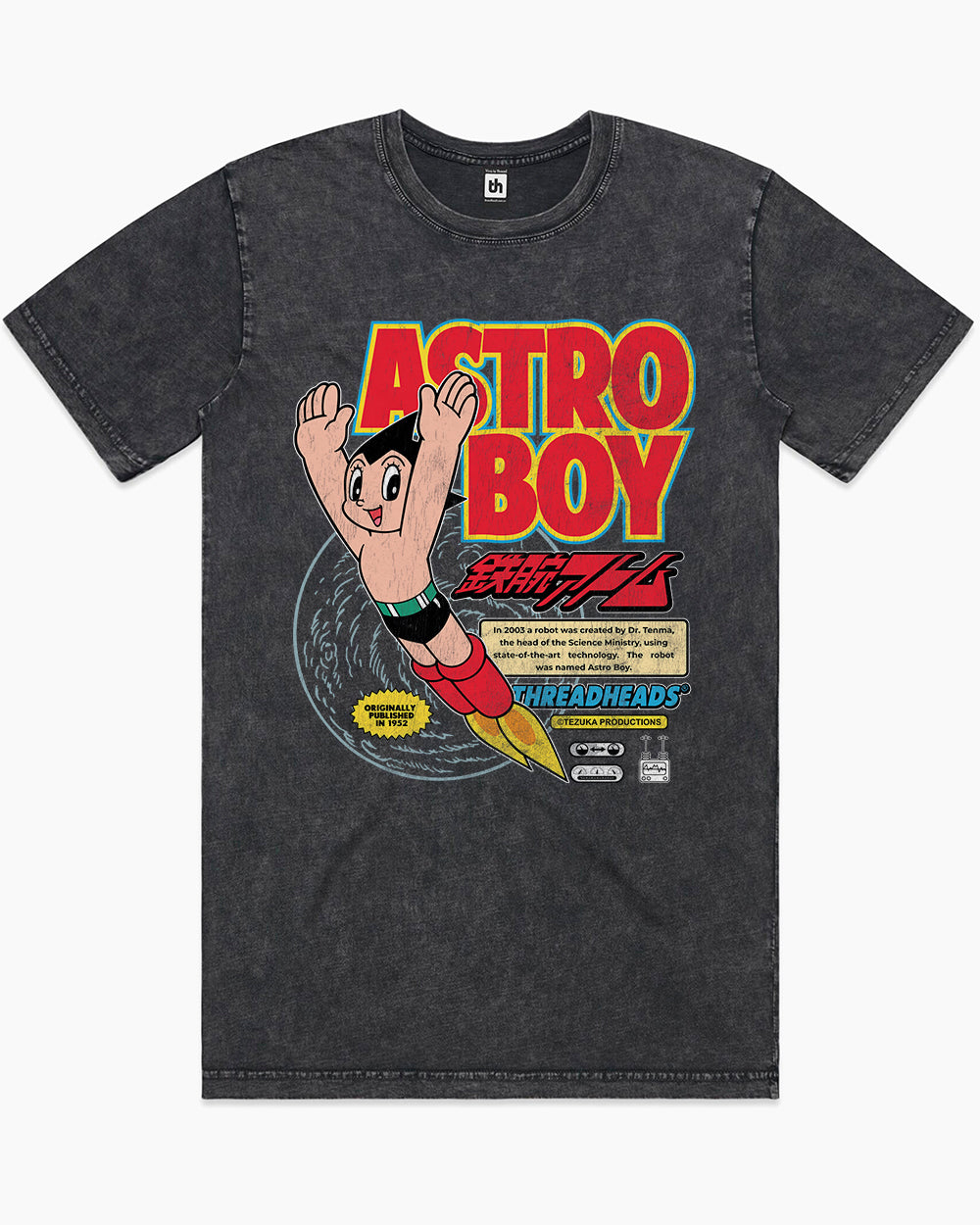 Astro Boy Vintage Stonewash Tee Australia Online #colour_blackstone