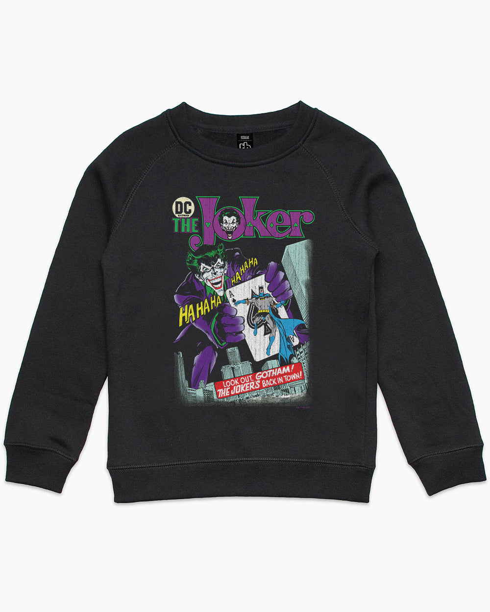 The Joker's Back In Town Kids Jumper Australia Online #colour_black