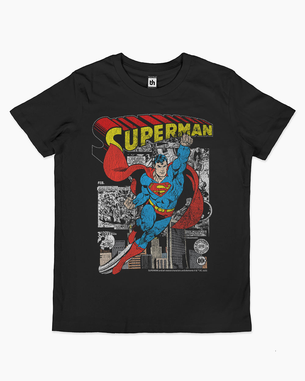 Superman Comic Panel Kids T-Shirt Australia Online #colour_black