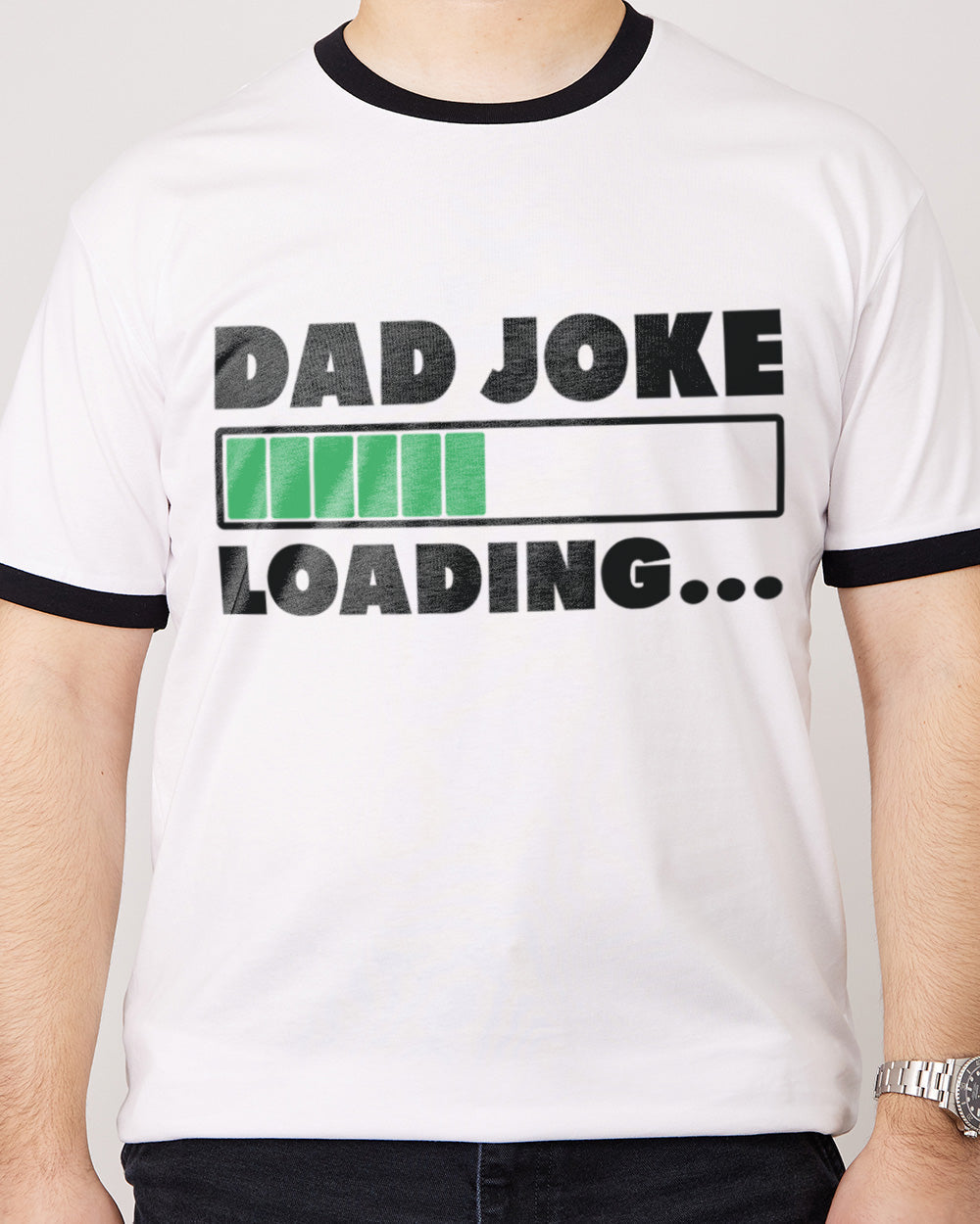 Dad Joke Loading T-Shirt Australia Online #colour_black ringer
