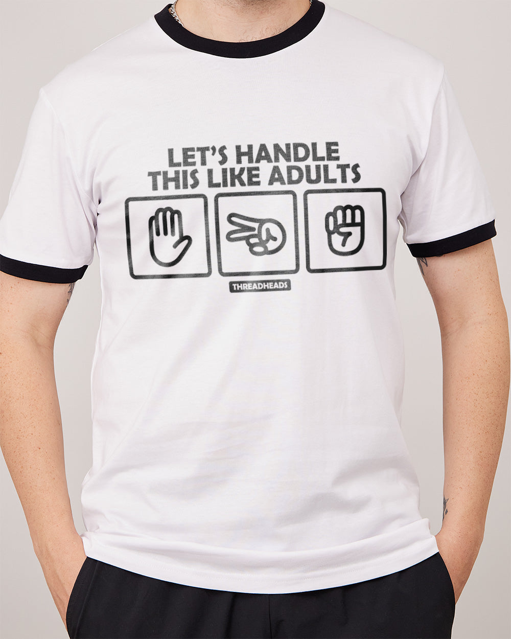 Let's Handle This Like Adults T-Shirt Australia Online #colour_black ringer