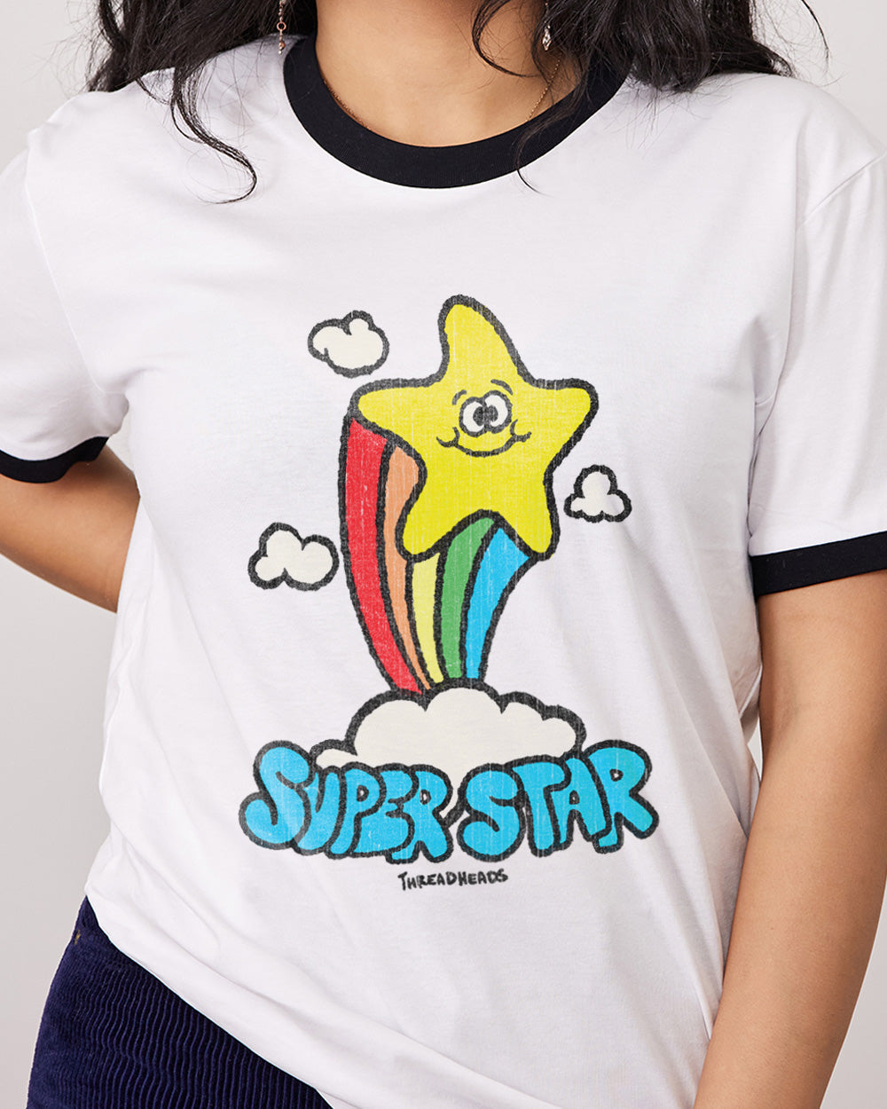 Super Star T-Shirt Australia Online #colour_black ringer
