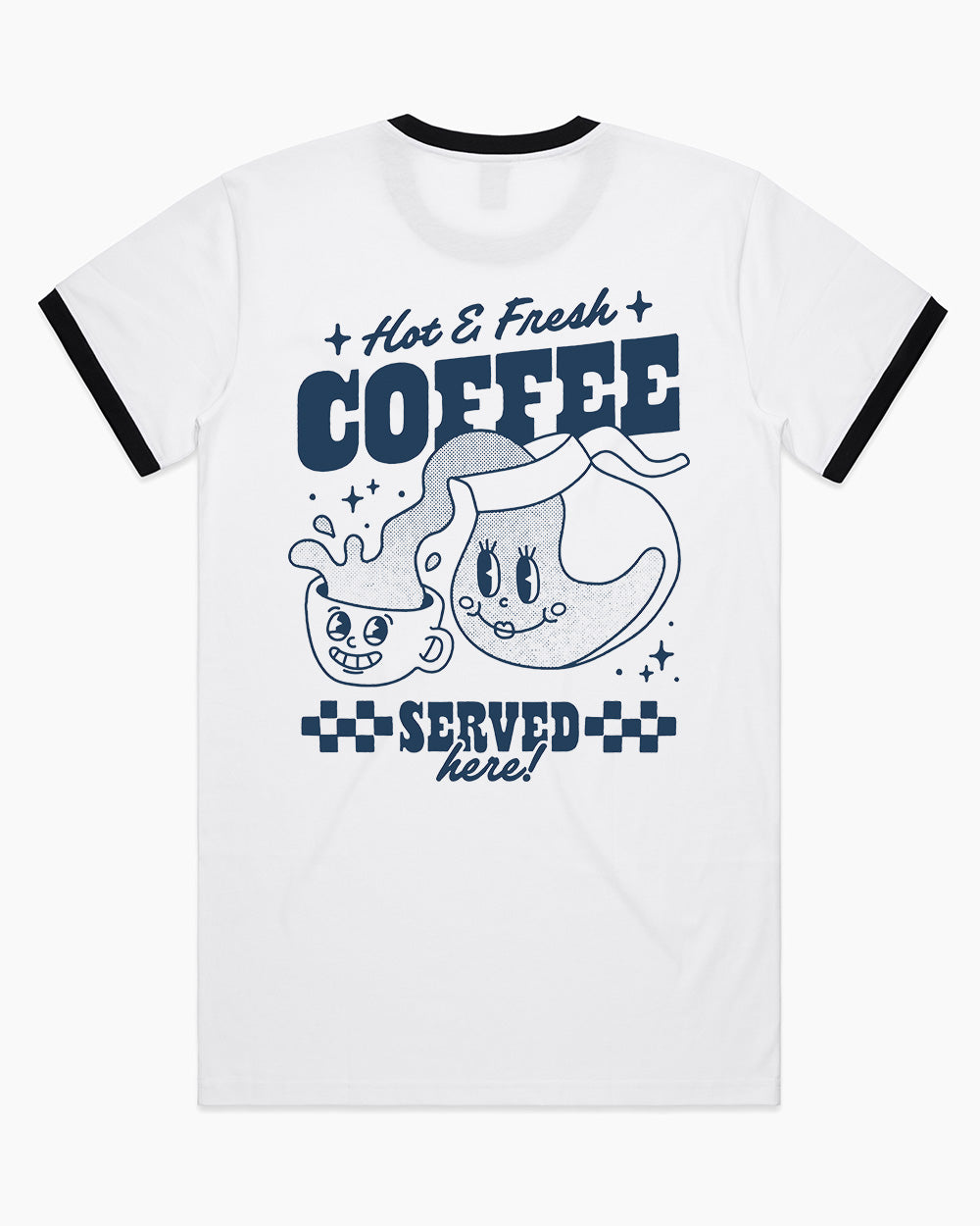 Hot & Fresh Coffee T-Shirt Australia Online #colour_black ringer