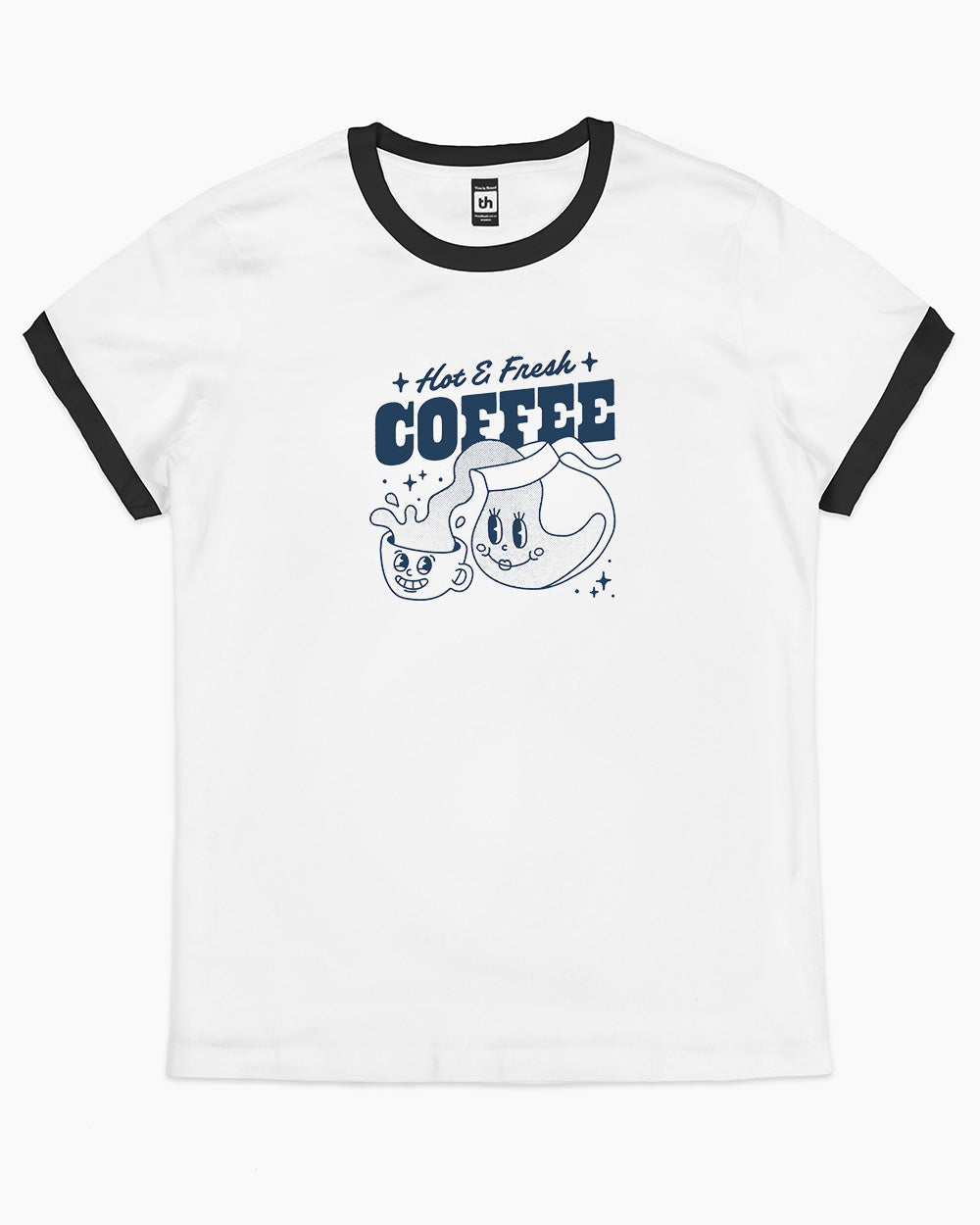 Hot & Fresh Coffee T-Shirt Australia Online #colour_black ringer