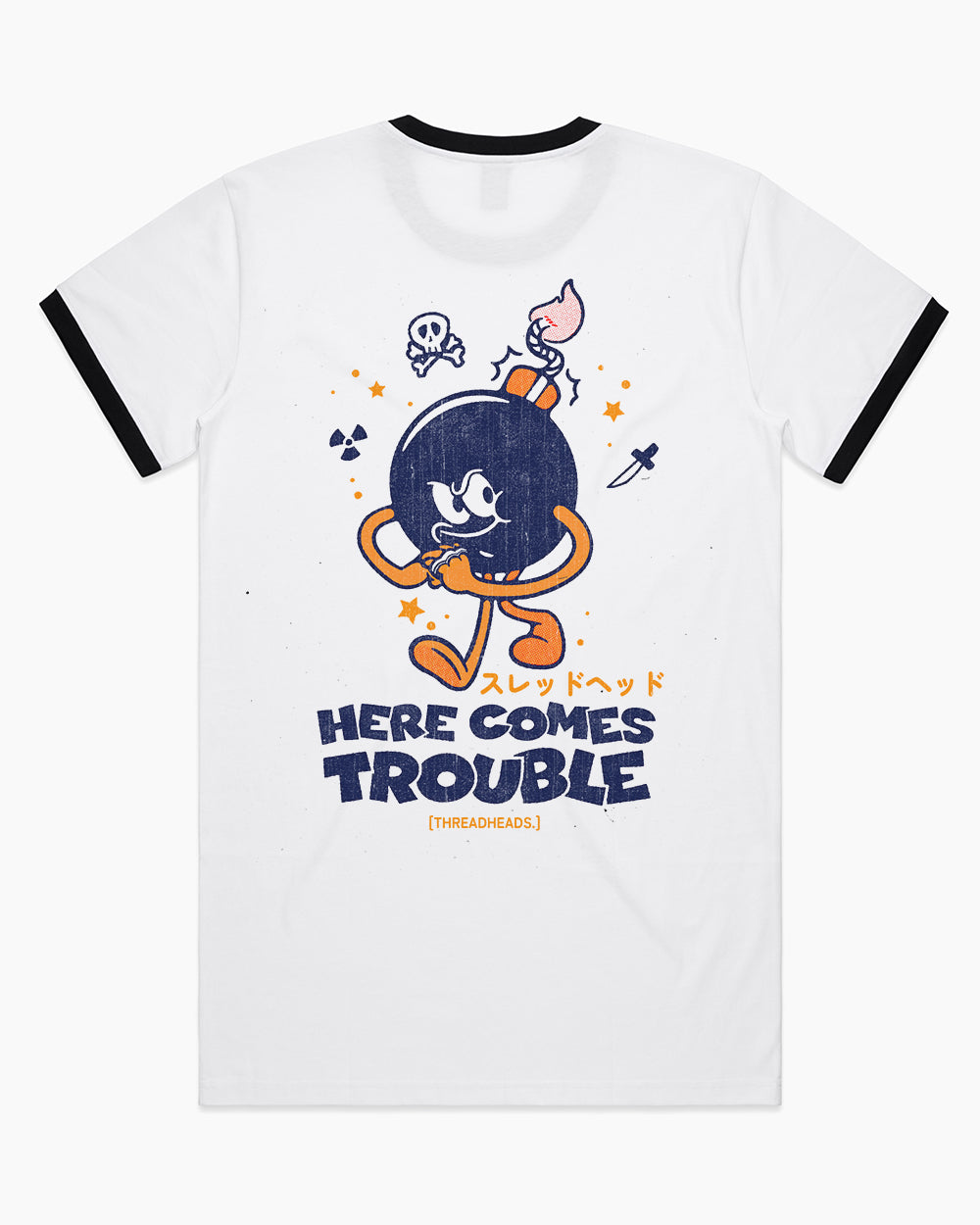 Here Comes Trouble T-Shirt Australia Online #colour_black ringer