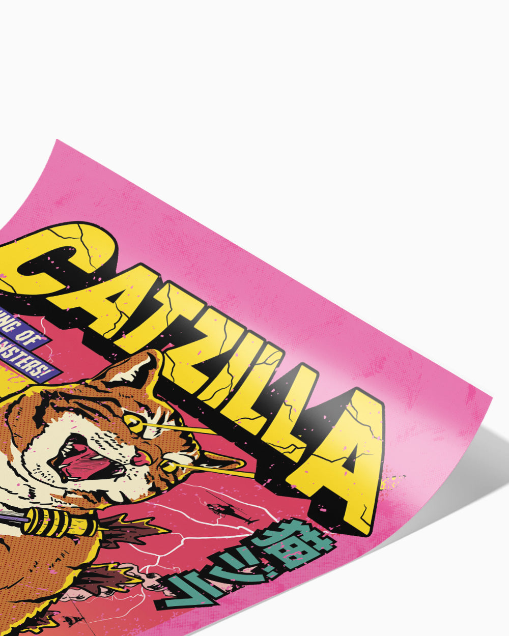 Catzilla Retro Titan Art Print Online Australia #colour_pink
