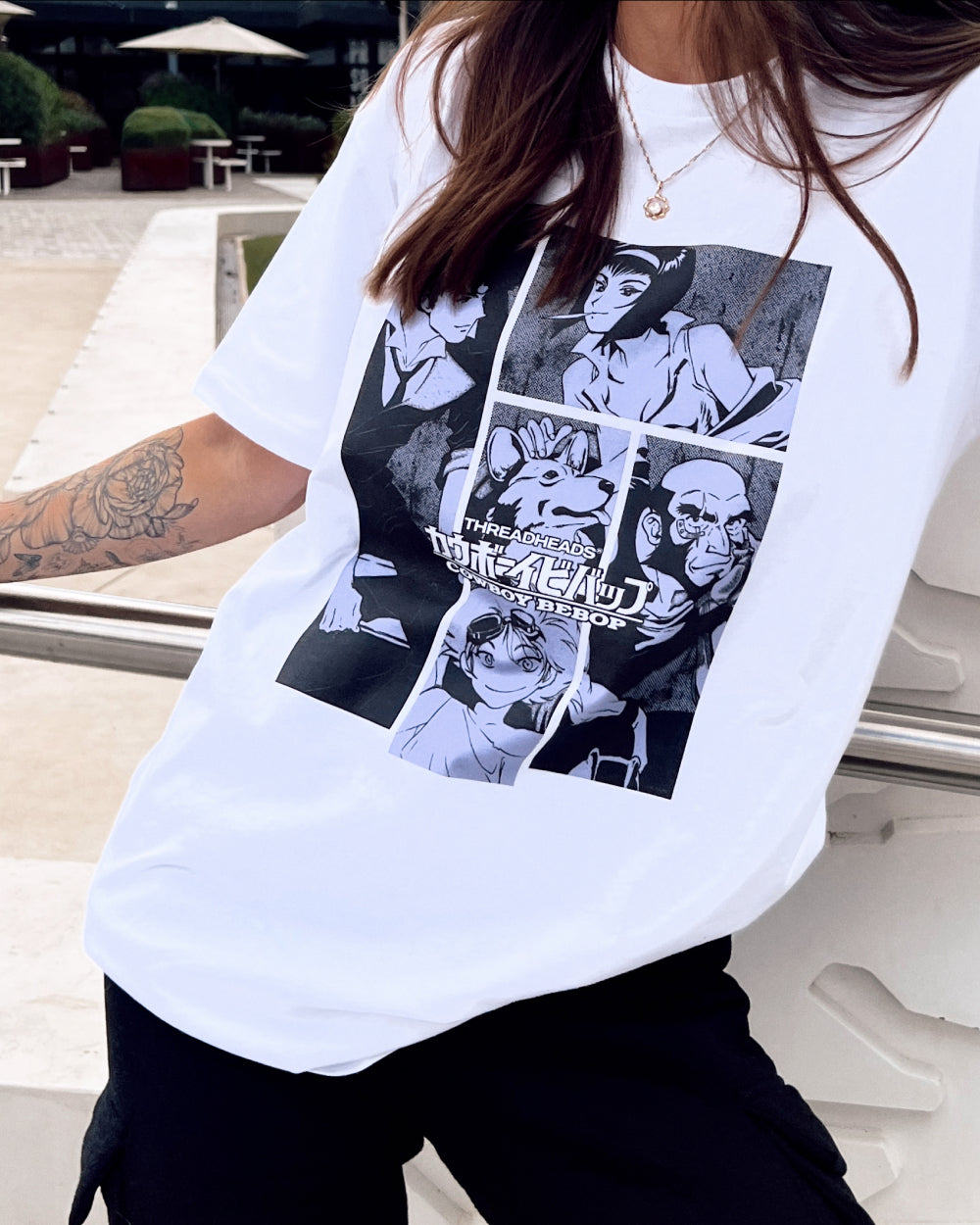 Cowboy Bebop The Gang T-Shirt Australia Online #colour_white